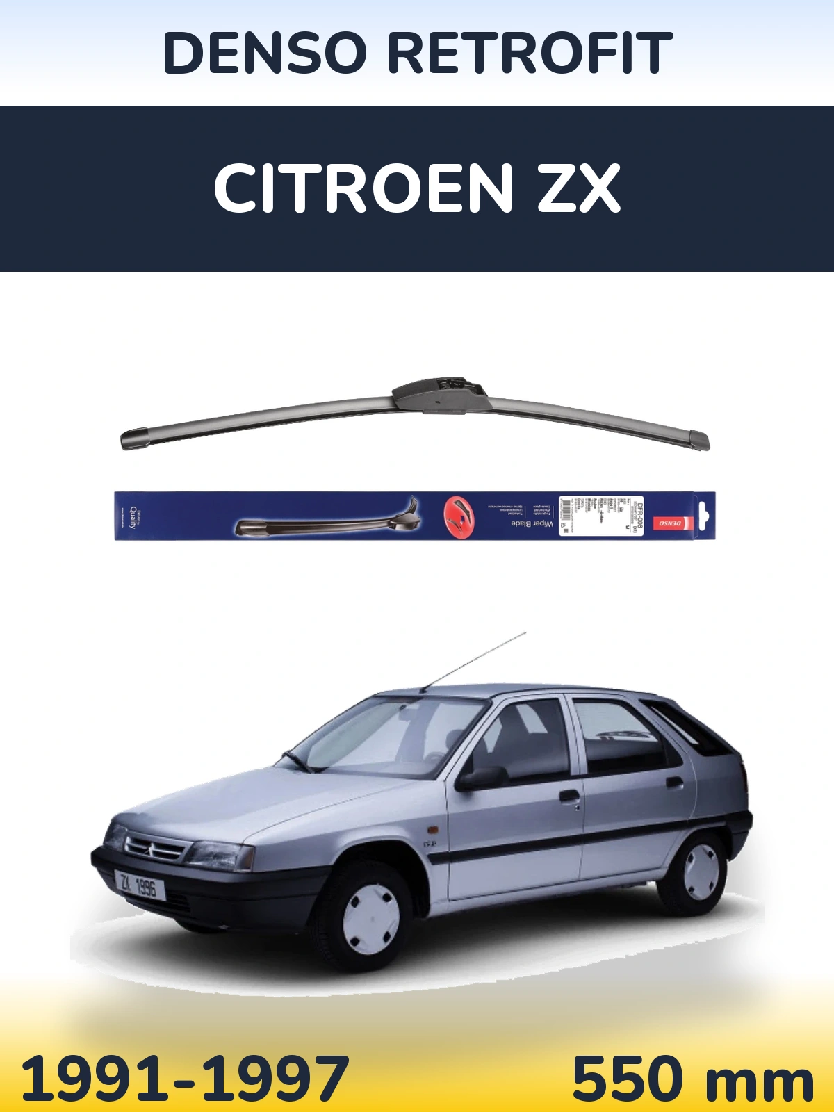 Front wiper blade Denso Retrofit 550 mm for Citroen ZX 1991-1997
