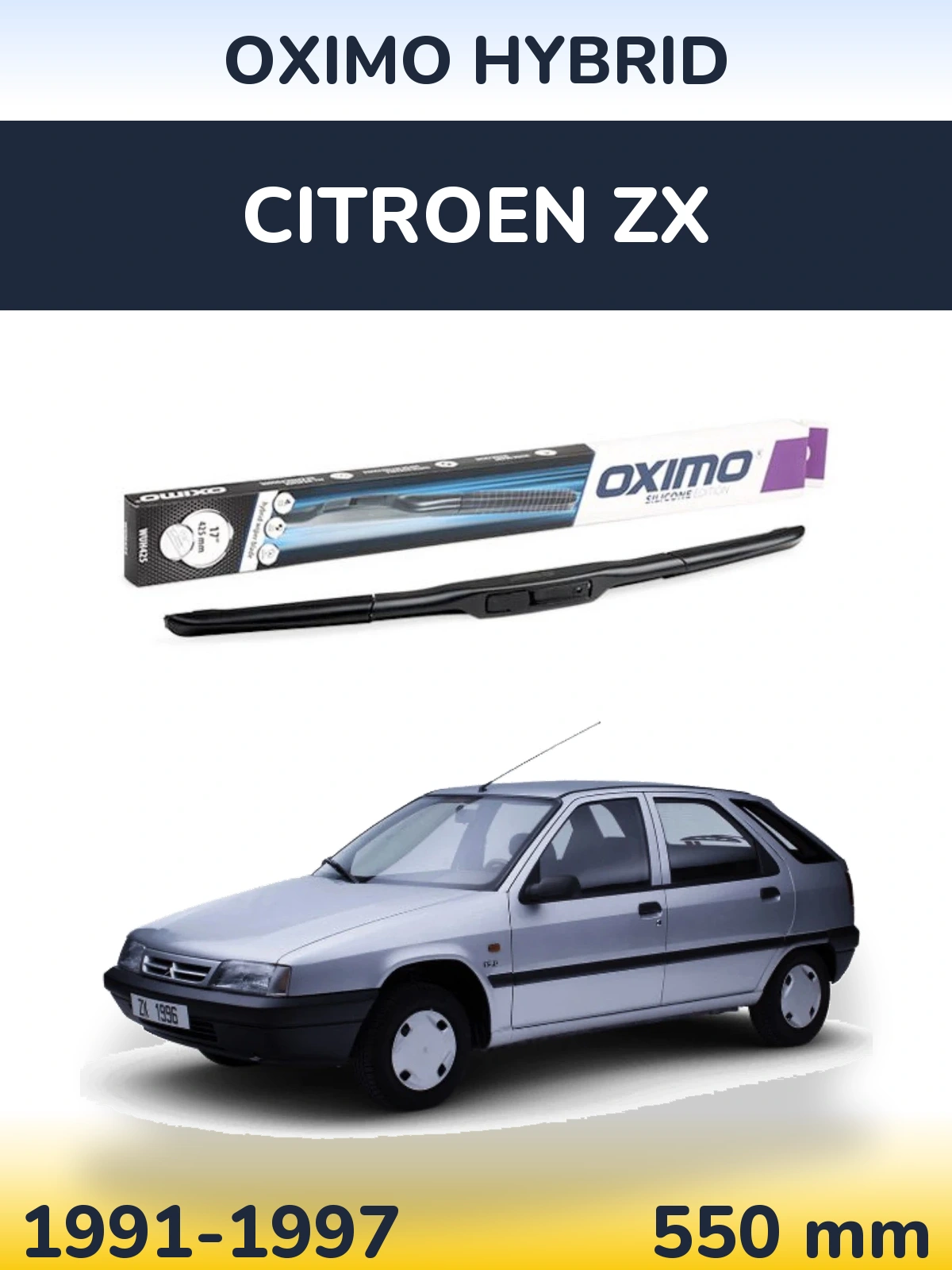 Front wiper blade Oximo Hybrid 550 mm for Citroen ZX 1991-1997