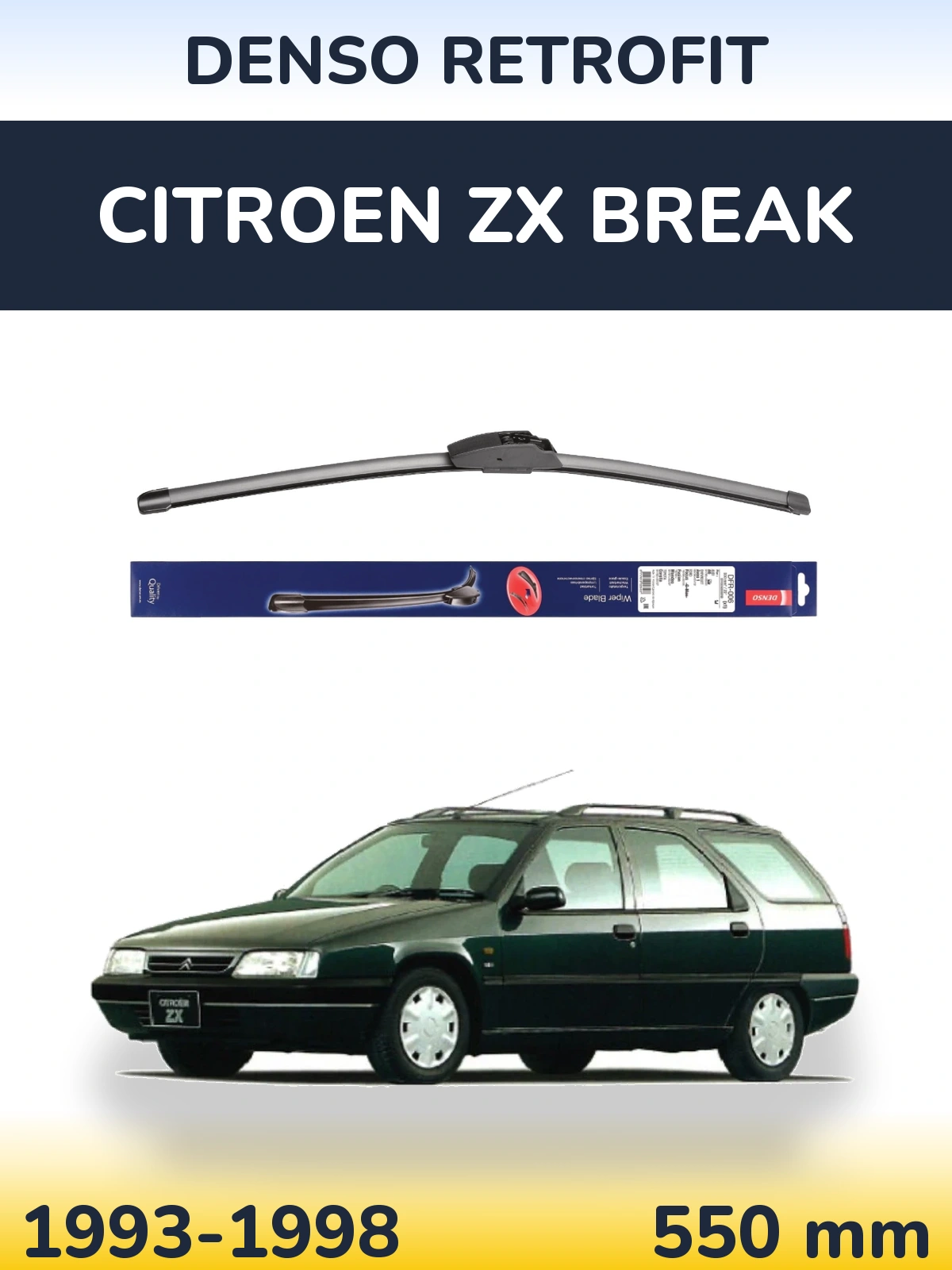 Front wiper blade Denso Retrofit 550 mm for Citroen ZX Break 1993-1998