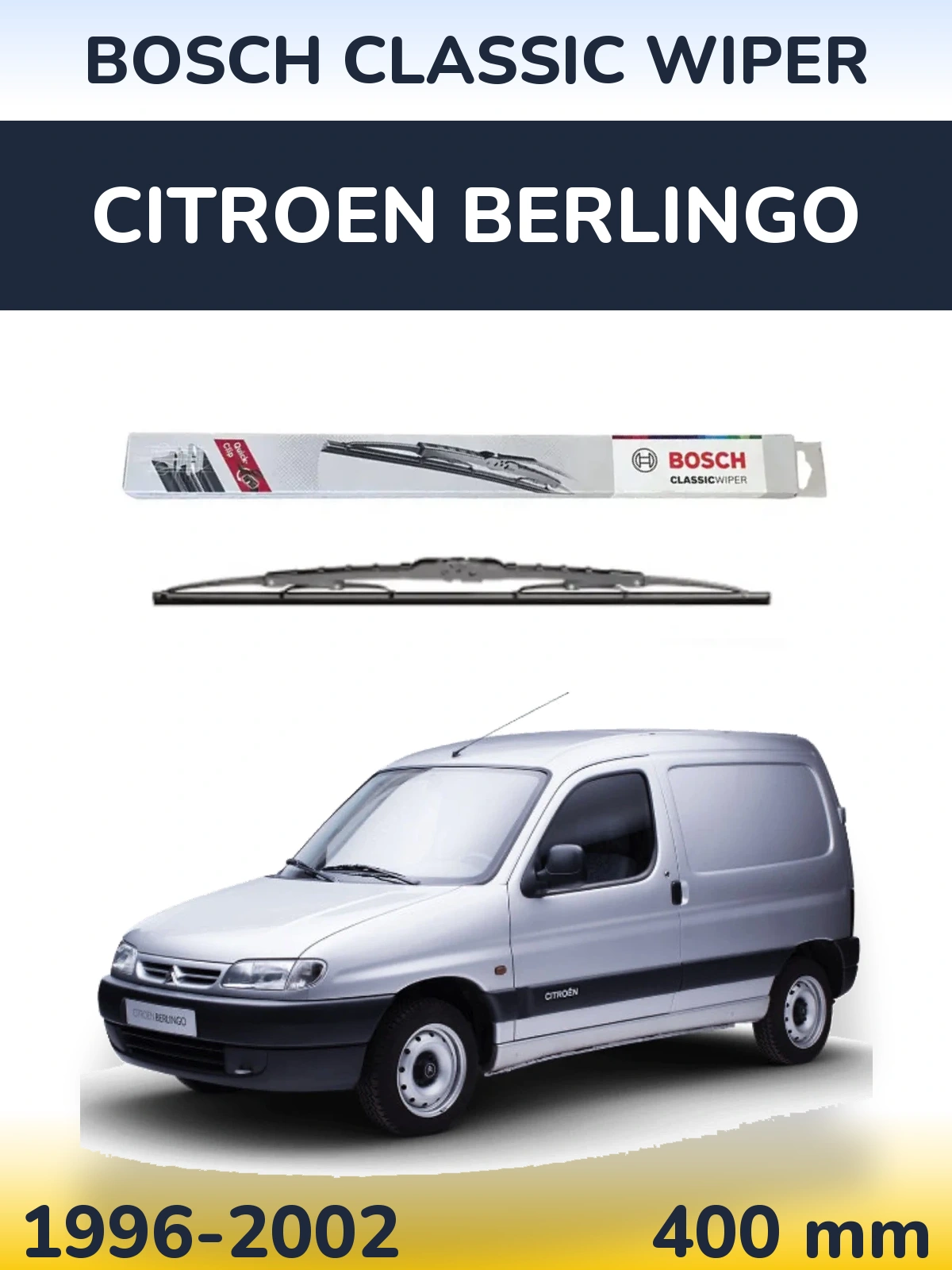 Rear wiper blade BOSCH Classic Wiper 400 mm for Citroen Berlingo 1996-2002
