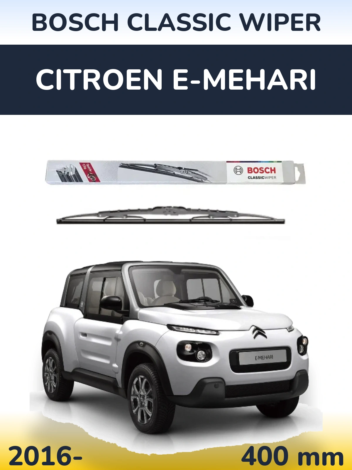 Передний дворник BOSCH Classic Wiper 400 мм для Citroen E-Mehari 2016-2026