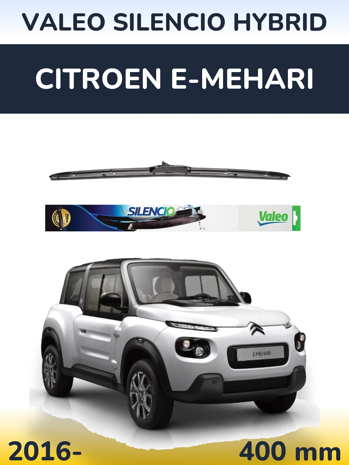 Передня щітка Valeo Silencio Hybrid 400 мм для Citroen E-Mehari 2016-2026