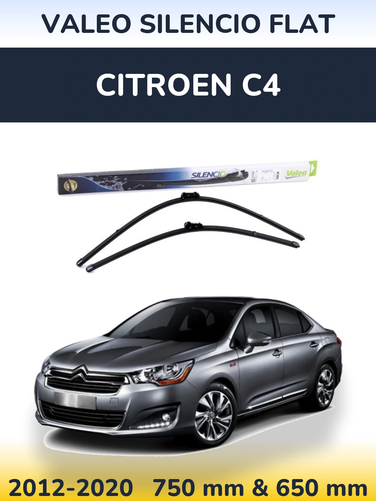 Комплект передних дворников Valeo Silencio Flat 750 & 650 мм для Citroen C4 2012-2020