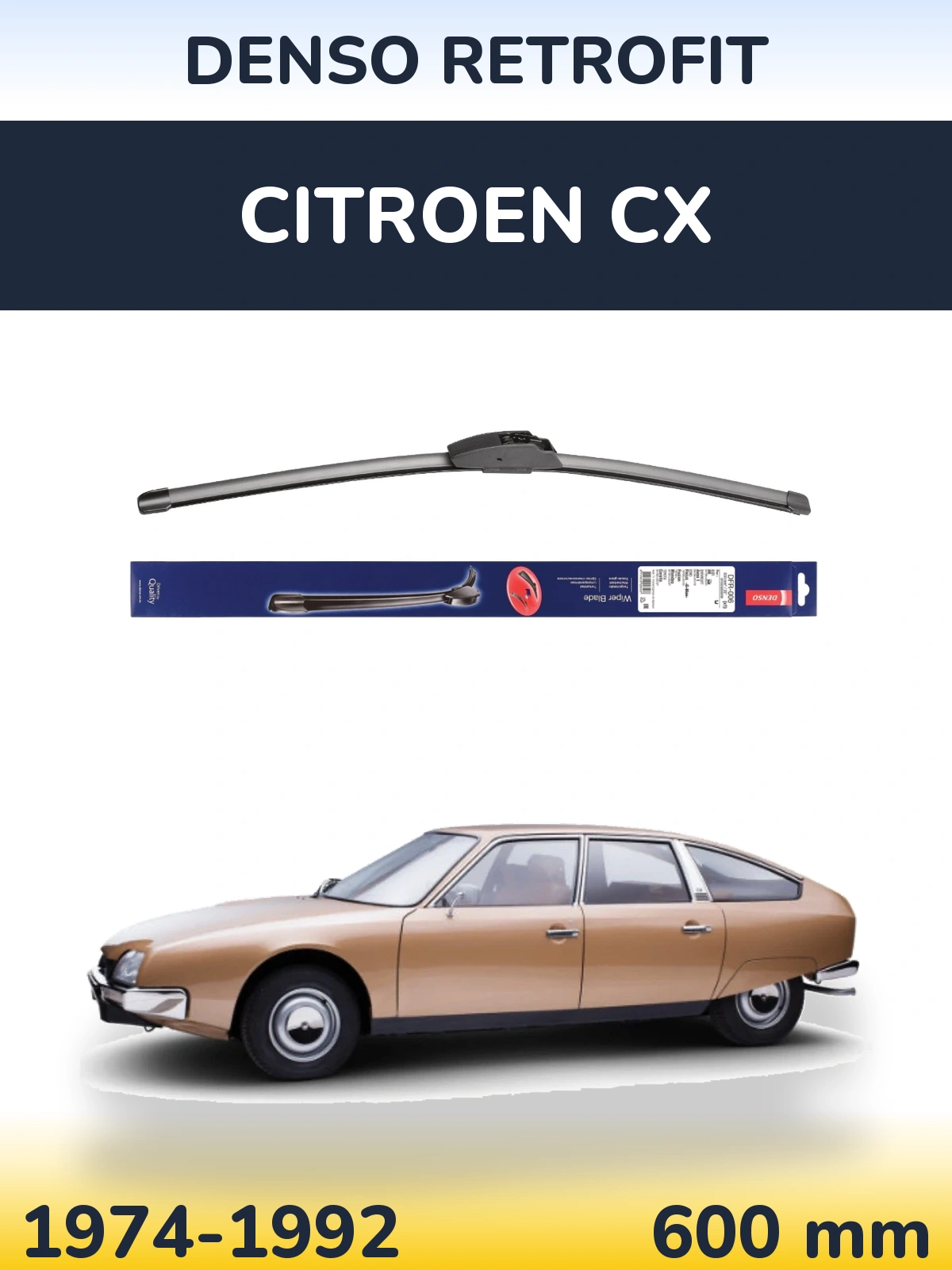 Front wiper blade Denso Retrofit 600 mm for Citroen CX 1974-1992