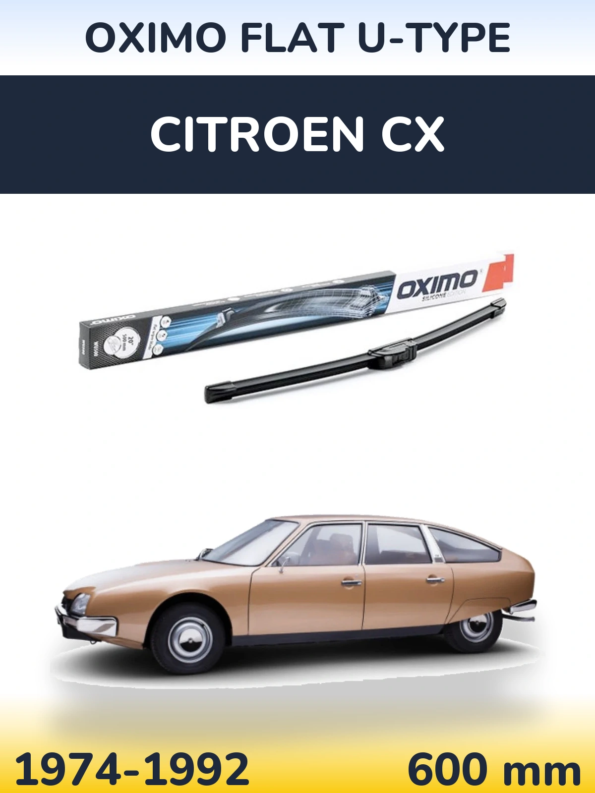 Передня щітка Oximo Flat U-type 600 мм для Citroen CX 1974-1992