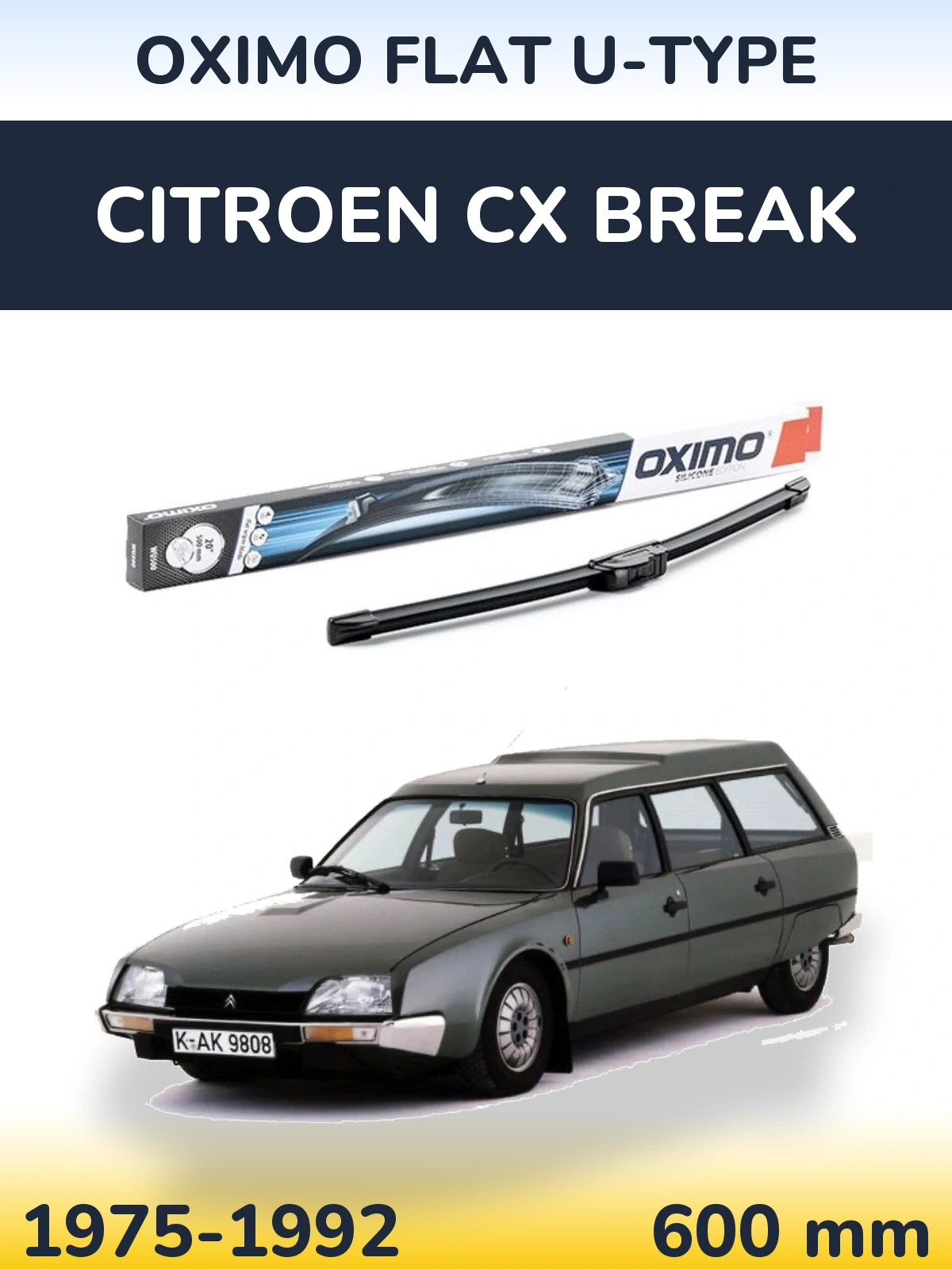 Передня щітка Oximo Flat U-type 600 мм для Citroen CX Break 1975-1992