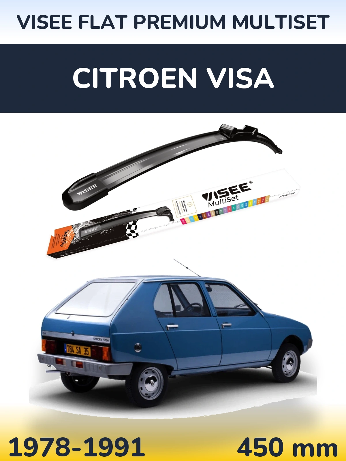 Передний дворник VISEE FLAT PREMIUM MultiSet 450 мм для Citroen Visa 1978-1991