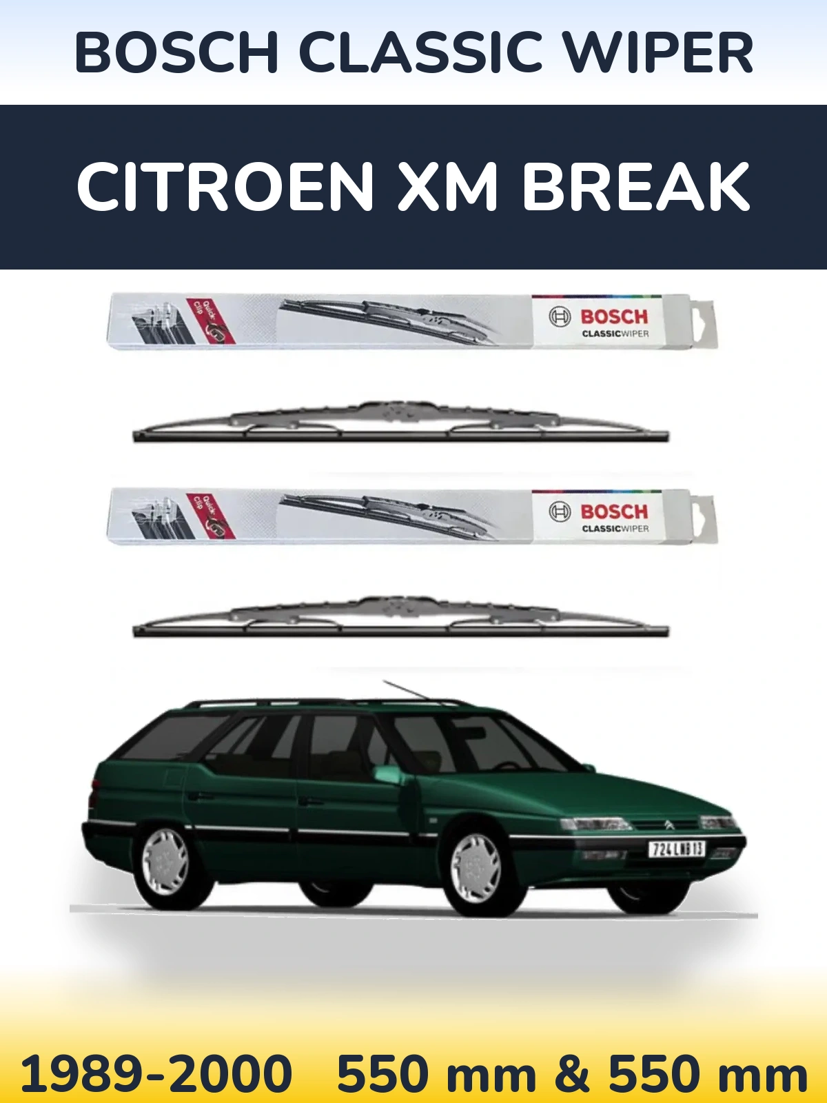 Комплект передніх щіток BOSCH Classic Wiper 550 & 550 мм для Citroen XM Break 1989-2000