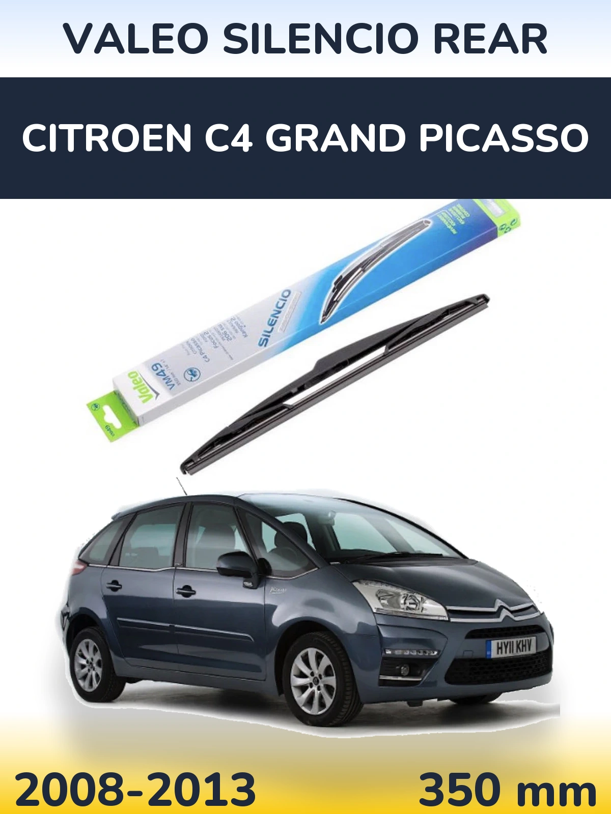 Rear wiper blade Valeo Silencio Rear 350 mm for Citroen C4 Grand Picasso 2008-2013