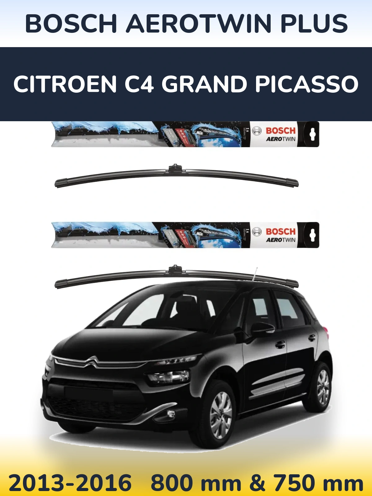 Комплект передніх щіток BOSCH AeroTwin Plus 800 & 750 мм для Citroen C4 Grand Picasso 2013-2016