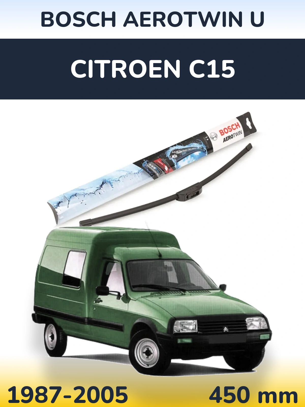 Передний дворник BOSCH AeroTwin U 450 мм для Citroen C15 1987-2005