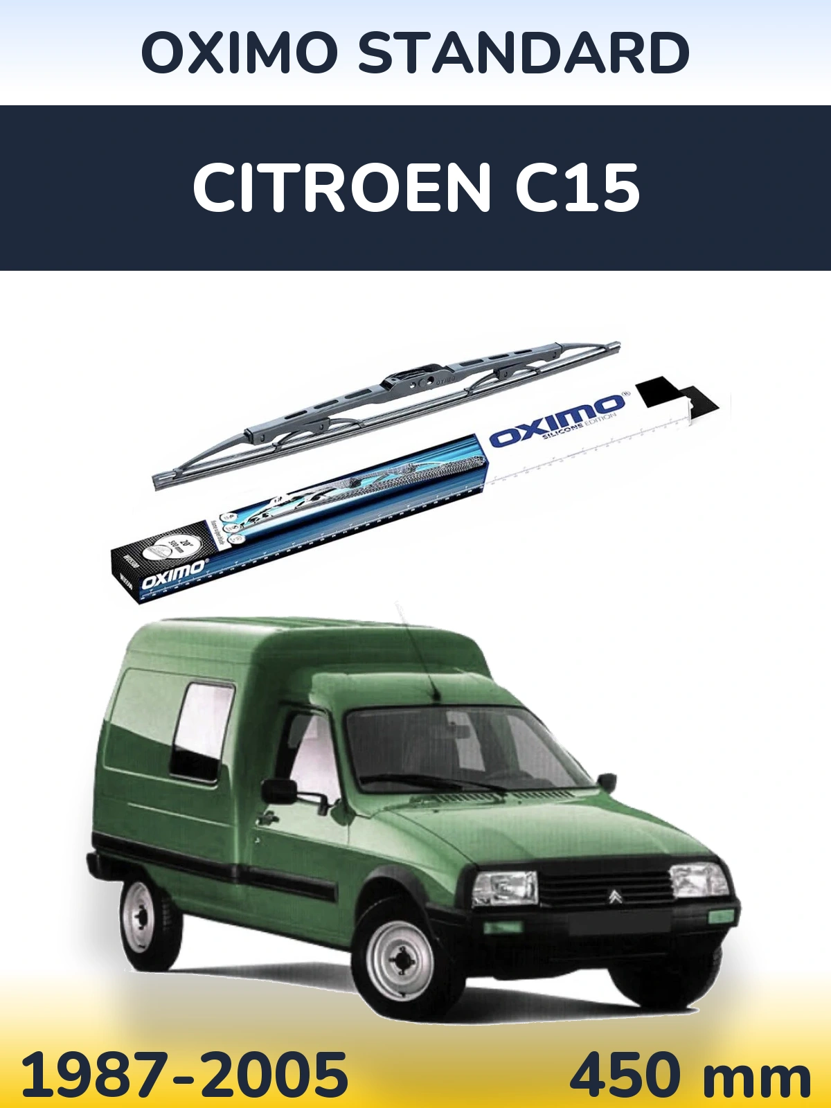 Rear wiper blade Oximo Standard 450 mm for Citroen C15 1987-2005