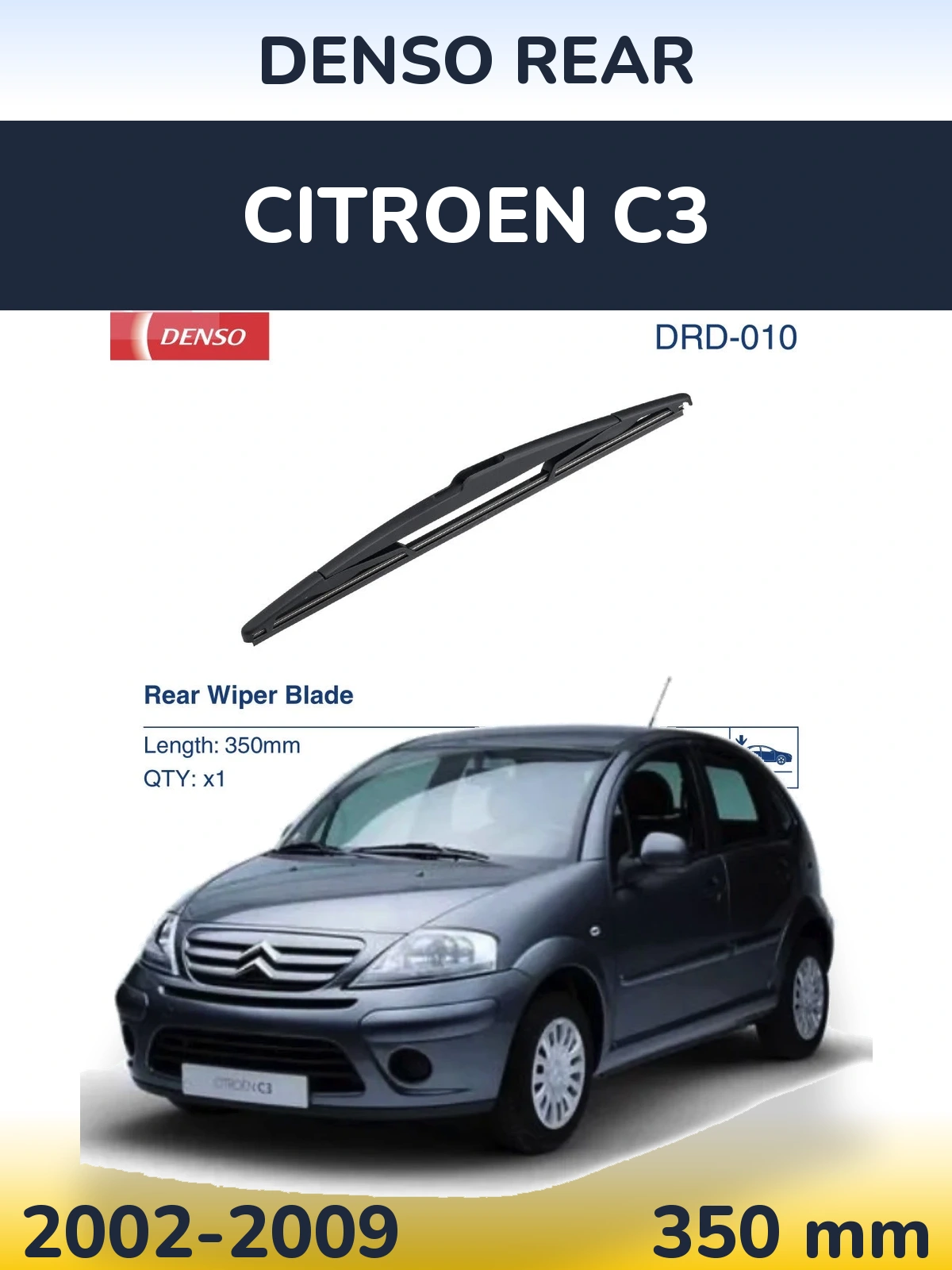 Rear wiper blade Denso Rear 350 mm for Citroen C3 2002-2009