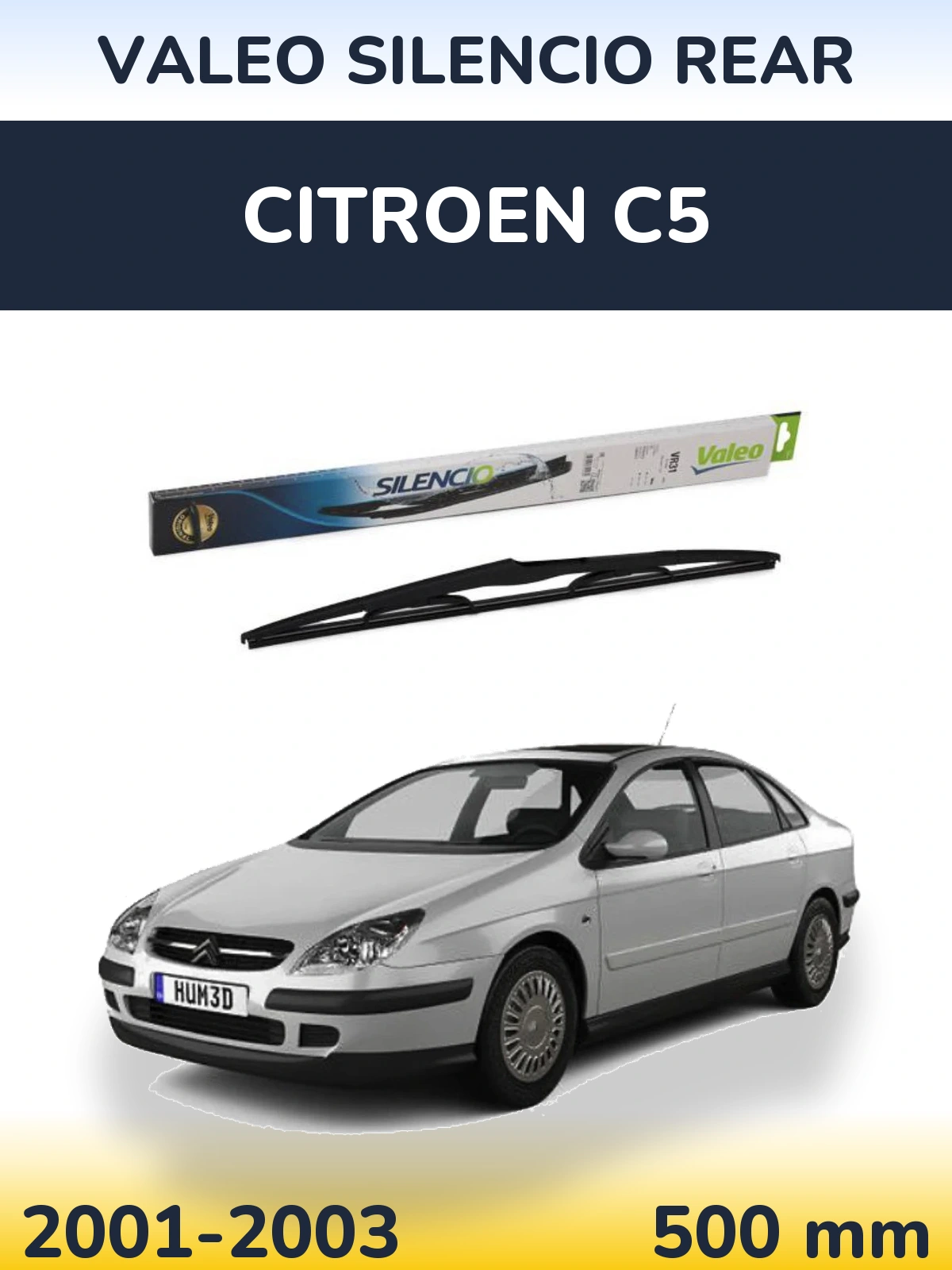Rear wiper blade Valeo Silencio Rear 500 mm for Citroen C5 2001-2003