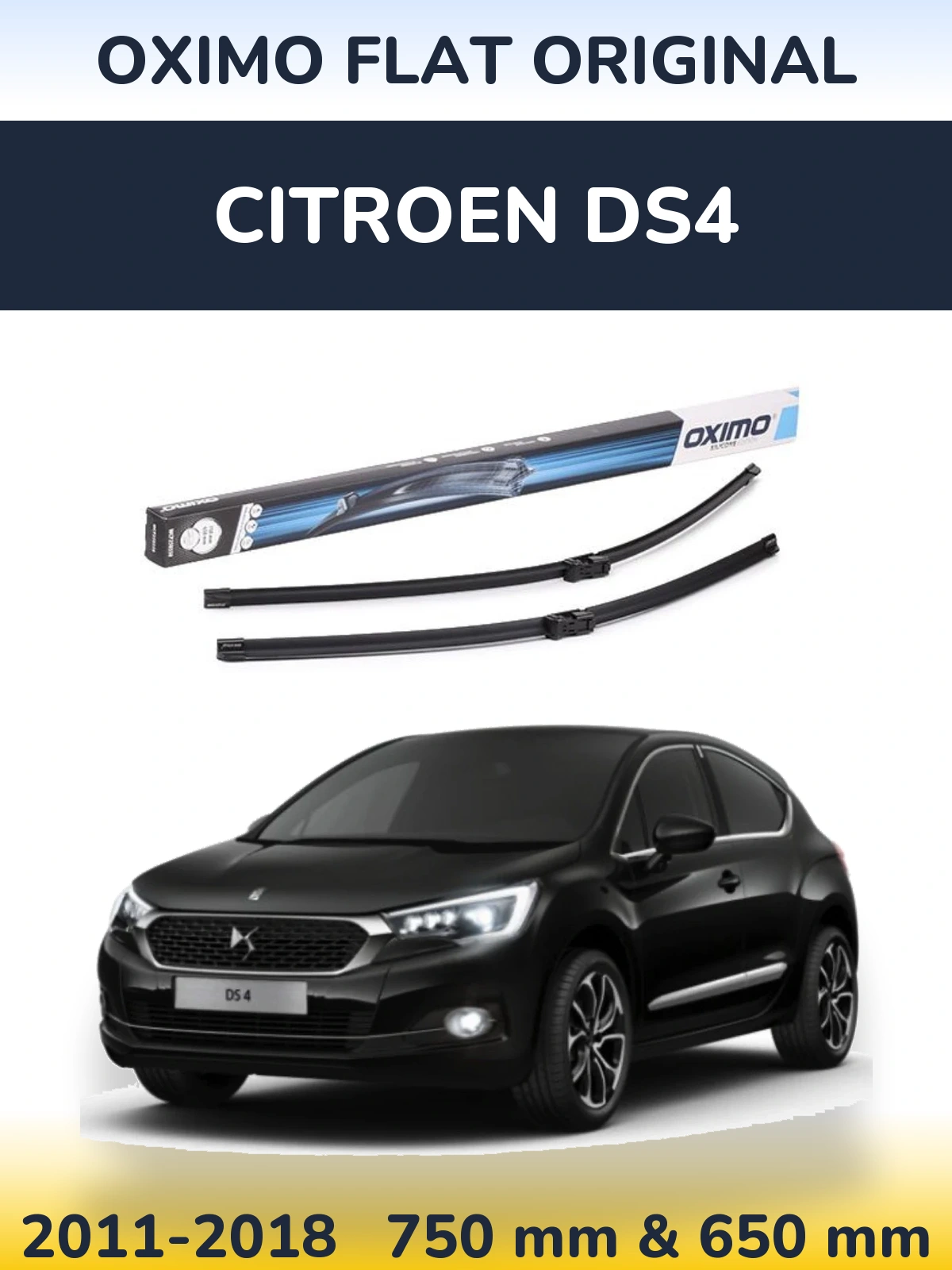 Комплект передних дворников Oximo Flat Original 750 & 650 мм для Citroen DS4 2011-2018