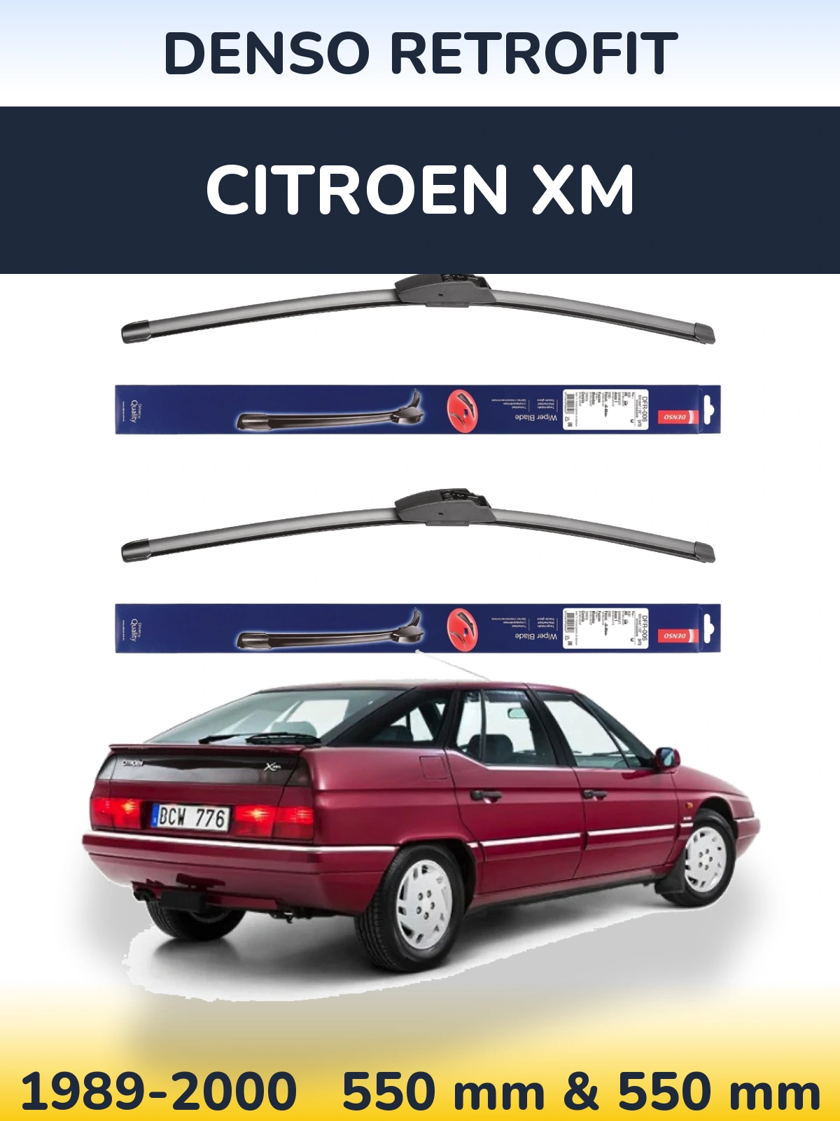 Комплект передних дворников Denso Retrofit 550 & 550 мм для Citroen XM 1989-2000