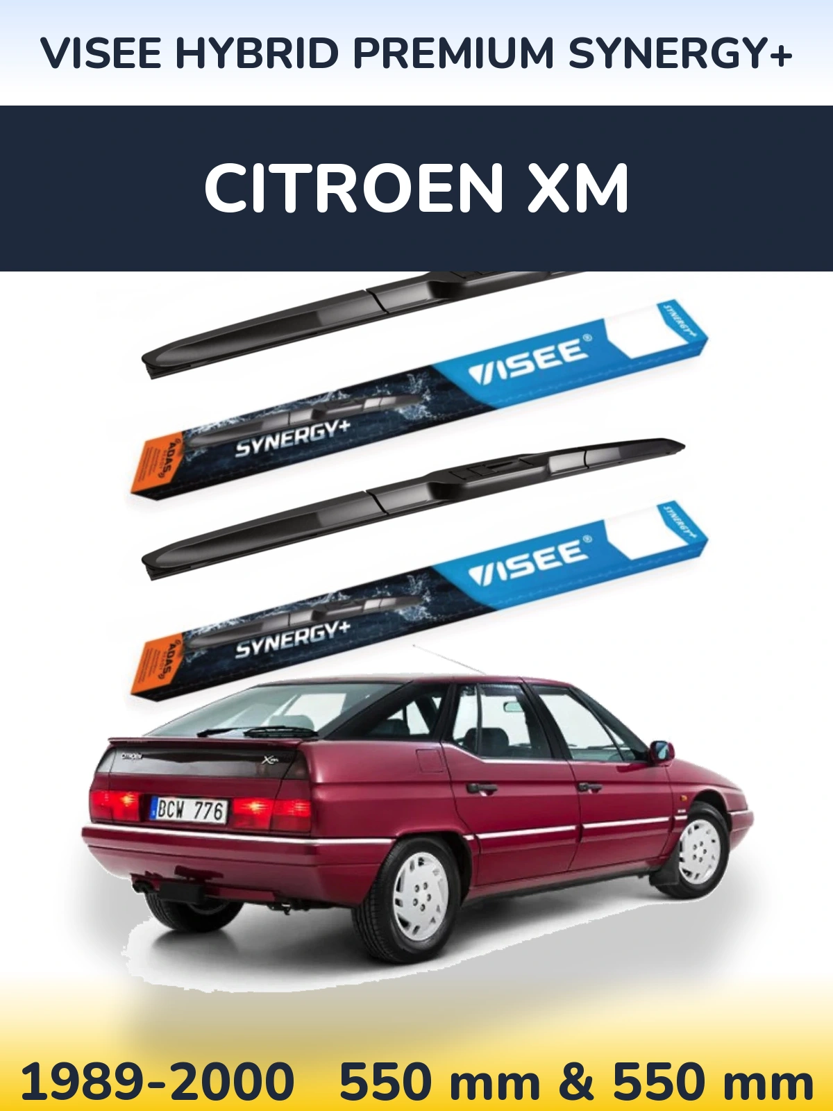 Комплект передніх щіток VISEE HYBRID PREMIUM SYNERGY+ 550 & 550 мм для Citroen XM 1989-2000