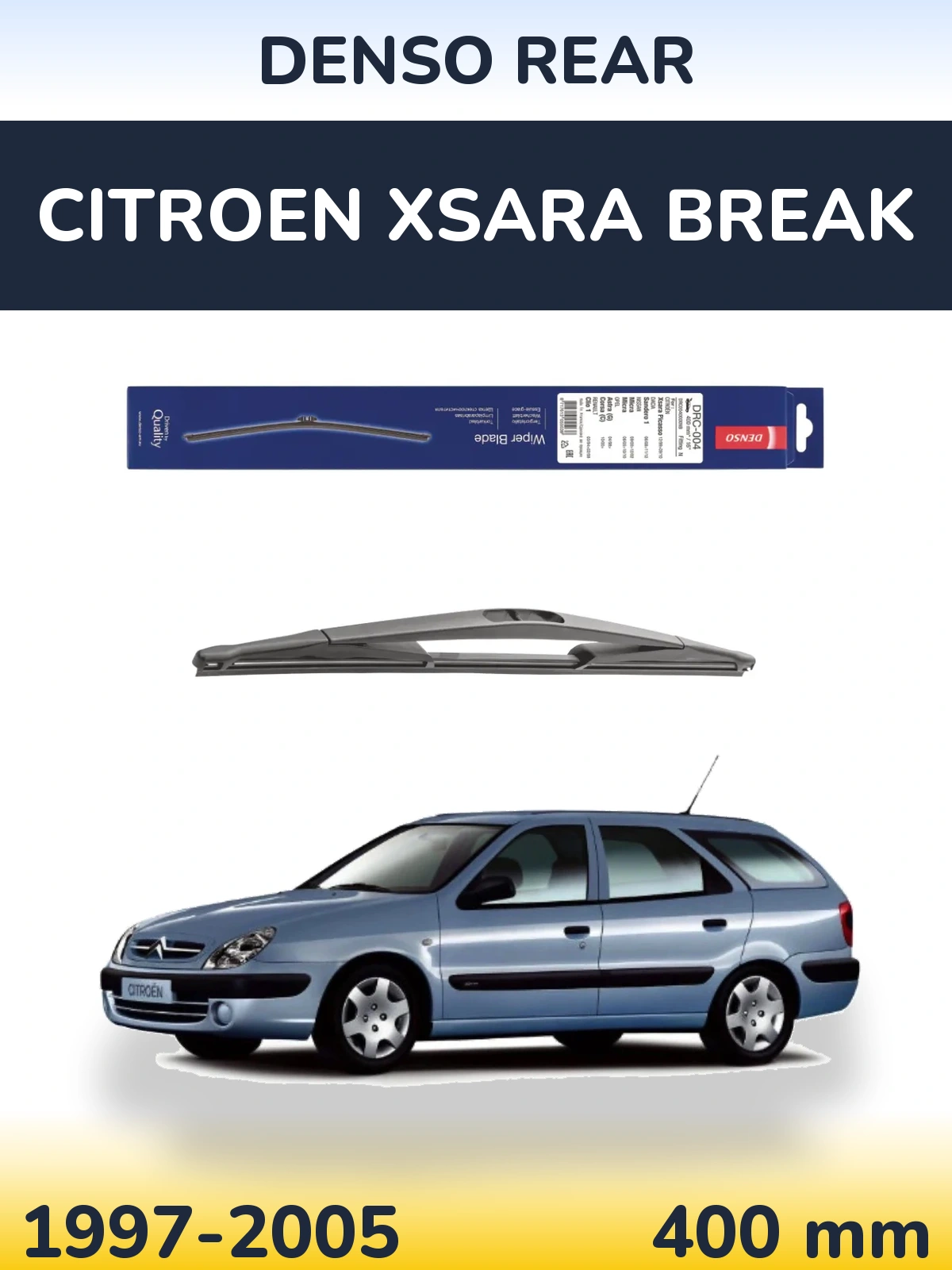 Rear wiper blade Denso Rear 400 mm for Citroen Xsara Break 1997-2005