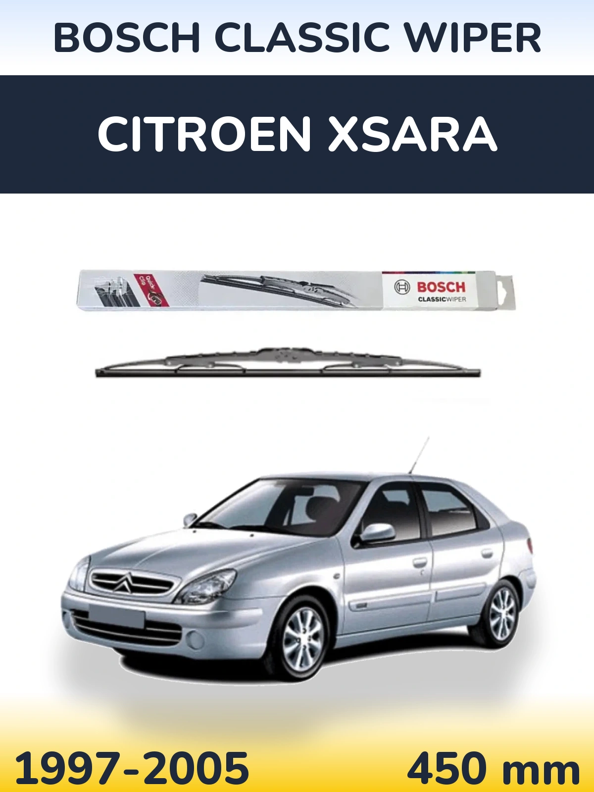 Rear wiper blade BOSCH Classic Wiper 450 mm for Citroen Xsara 1997-2005