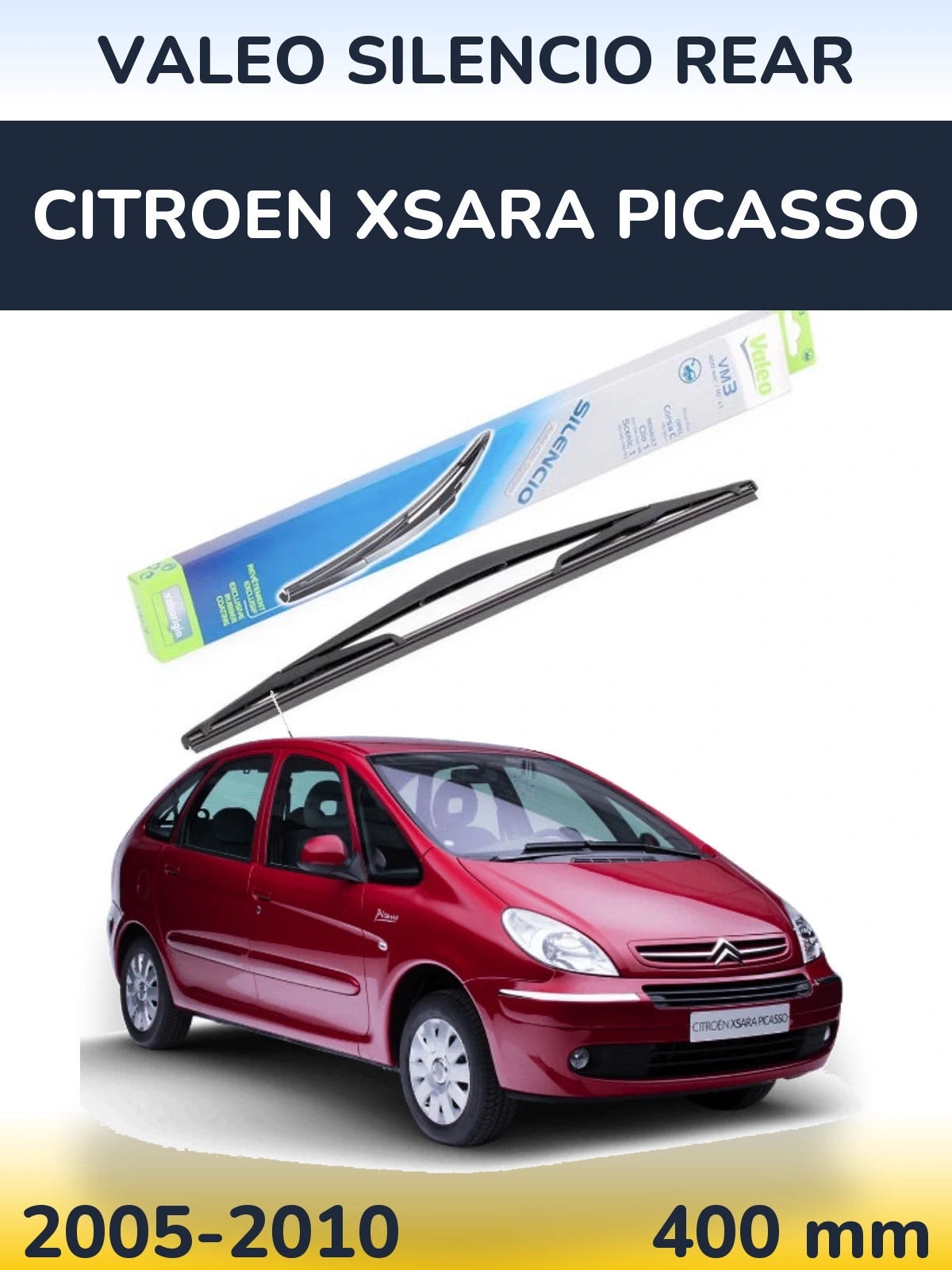 Rear wiper blade Valeo Silencio Rear 400 mm for Citroen Xsara Picasso 2005-2010