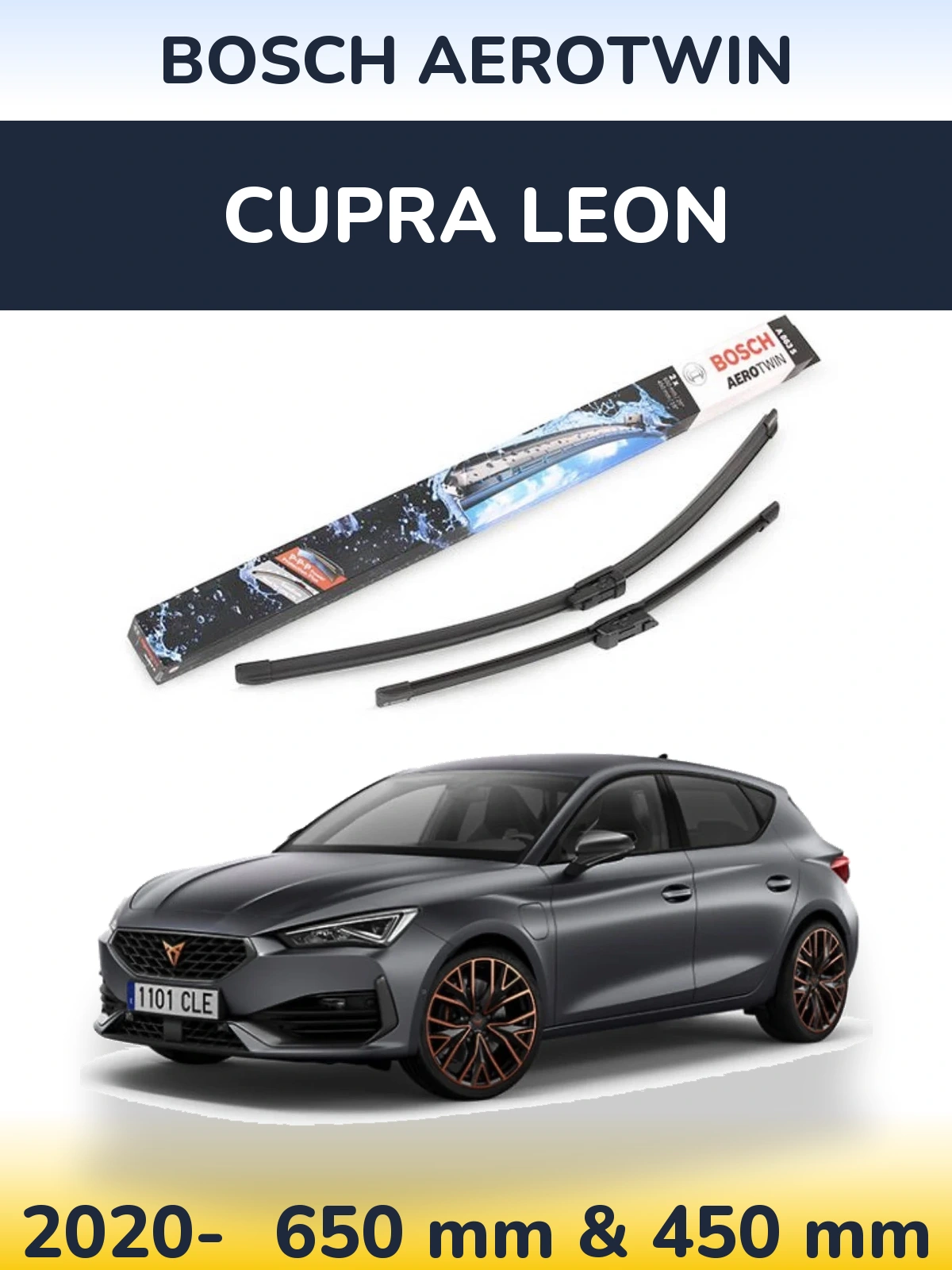Комплект передних дворников BOSCH AeroTwin 650 & 450 мм для Cupra Leon 2020-2026