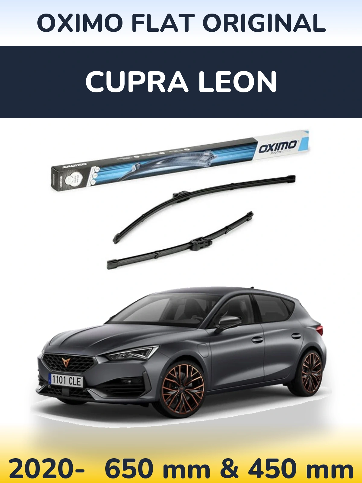Front wiper blade set Oximo Flat Original 650 & 450 mm for Cupra Leon 2020-2026