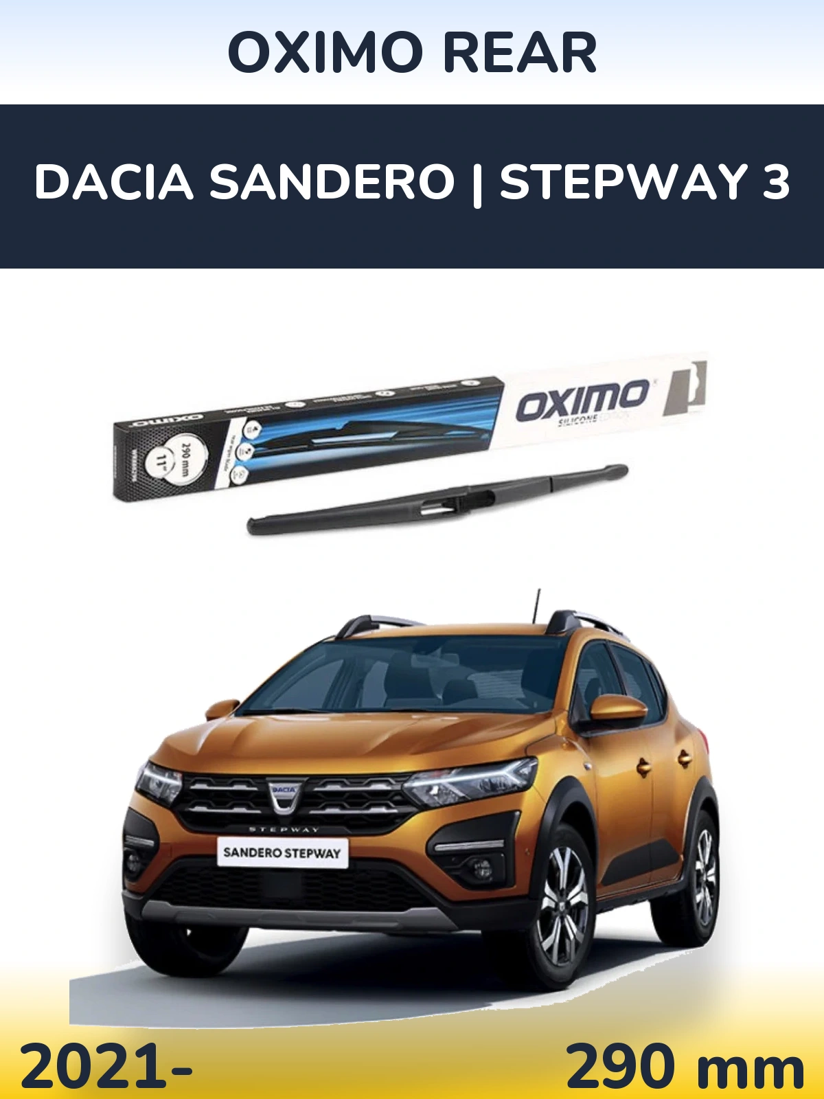 Rear wiper blade Oximo Rear 290 mm for Dacia Sandero | Stepway 3 2021-2026