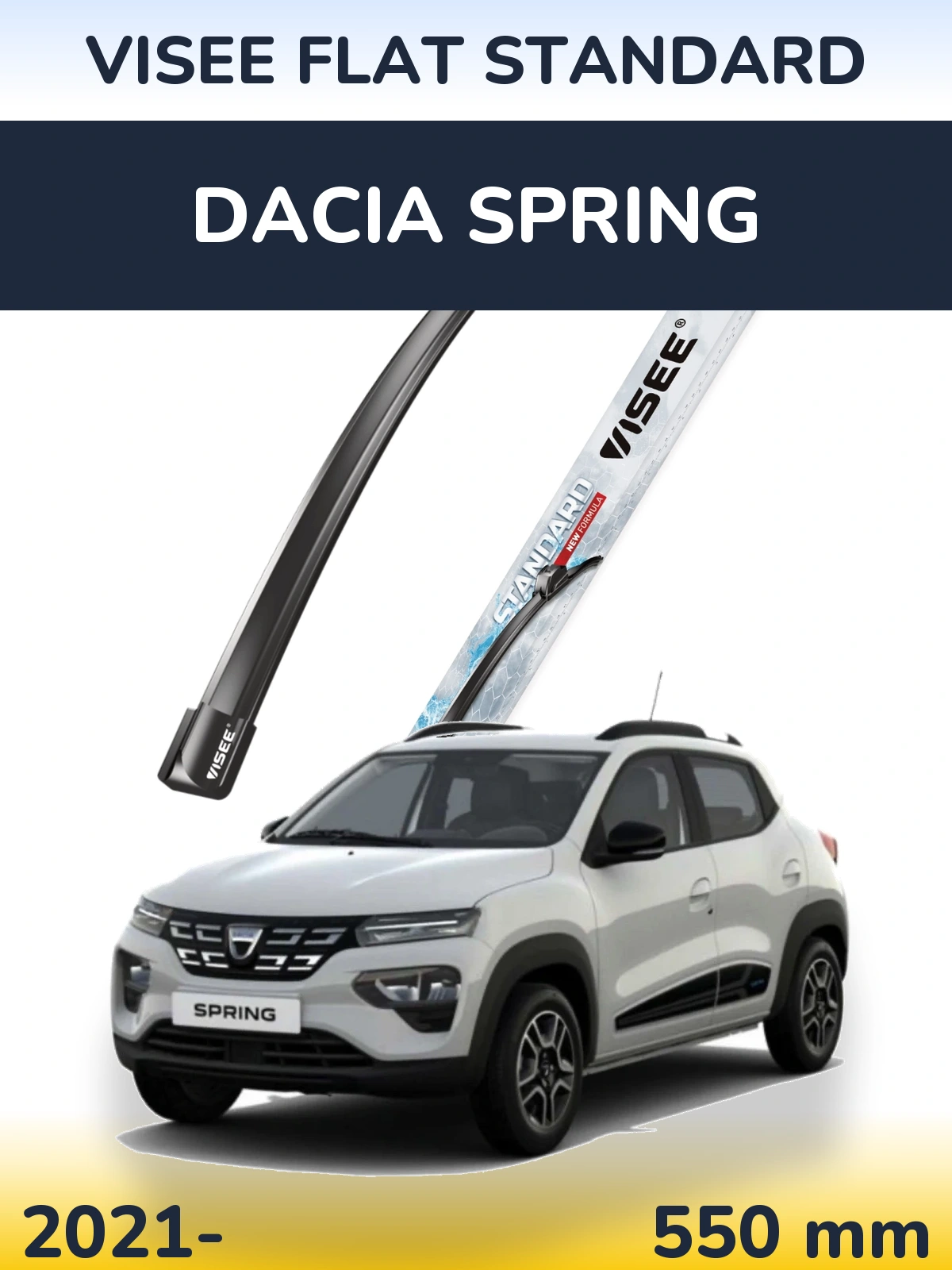 Front wiper blade VISEE FLAT STANDARD 550 mm for Dacia Spring 2021-2026