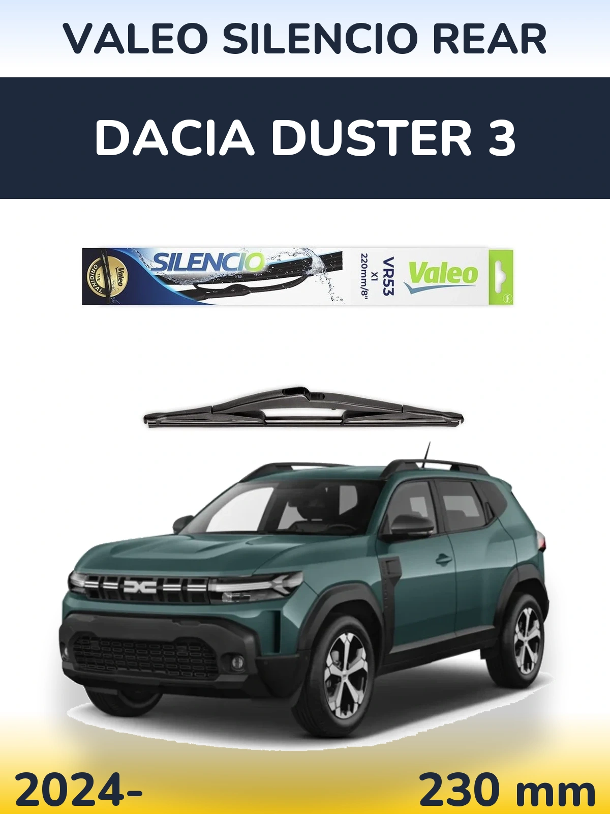 Rear wiper blade Valeo Silencio Rear 230 mm for Dacia Duster 3 2024-2026