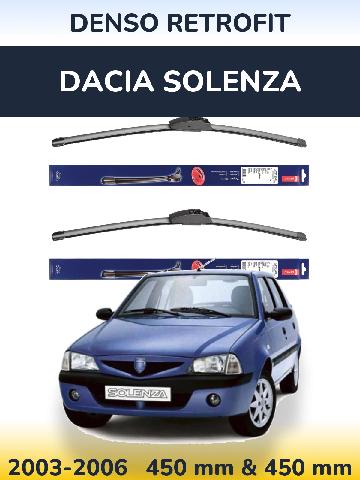 Комплект передних дворников Denso Retrofit 450 & 450 мм для Dacia Solenza 2003-2006