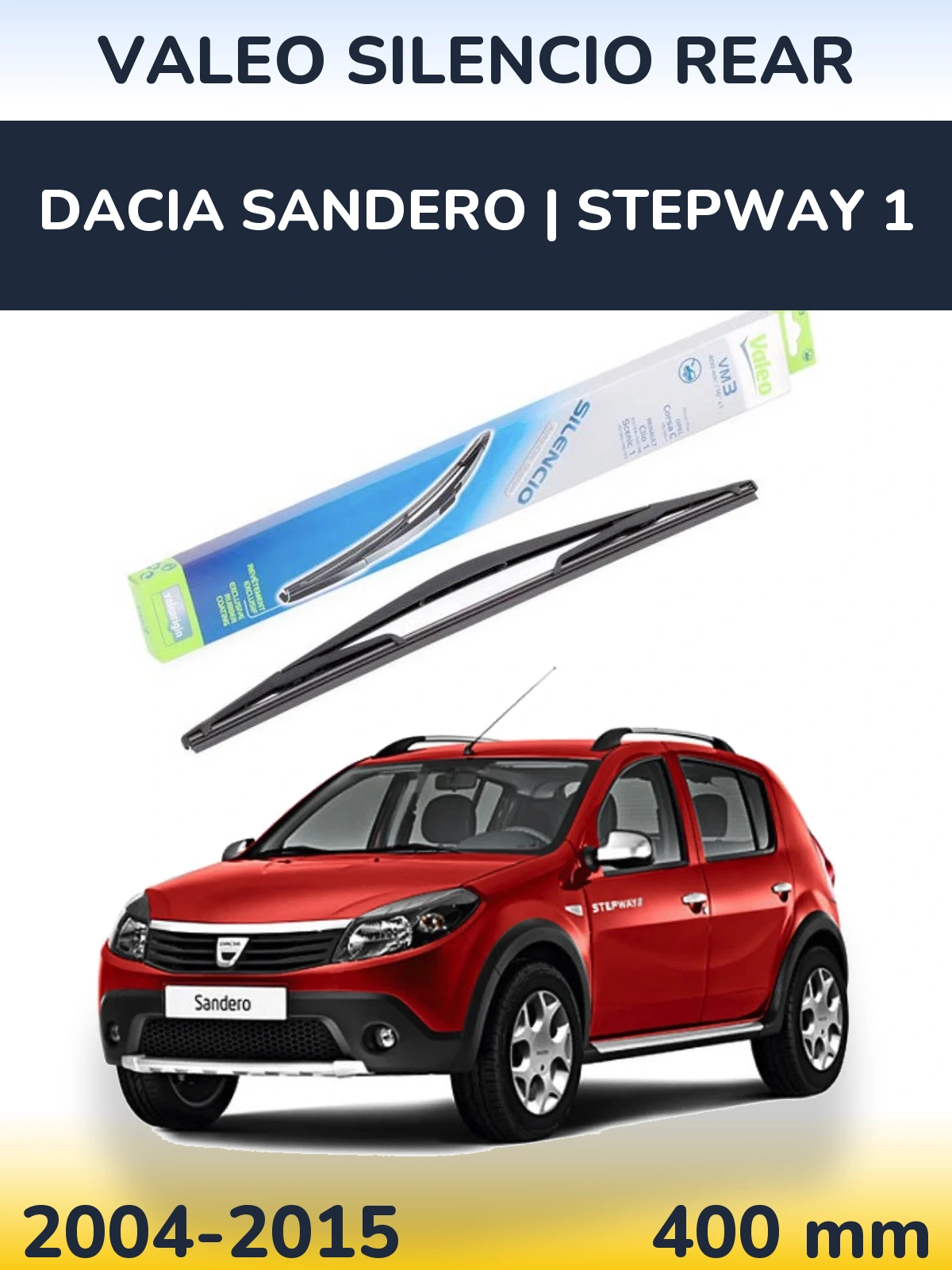 Rear wiper blade Valeo Silencio Rear 400 mm for Dacia Sandero | Stepway 1 2004-2015
