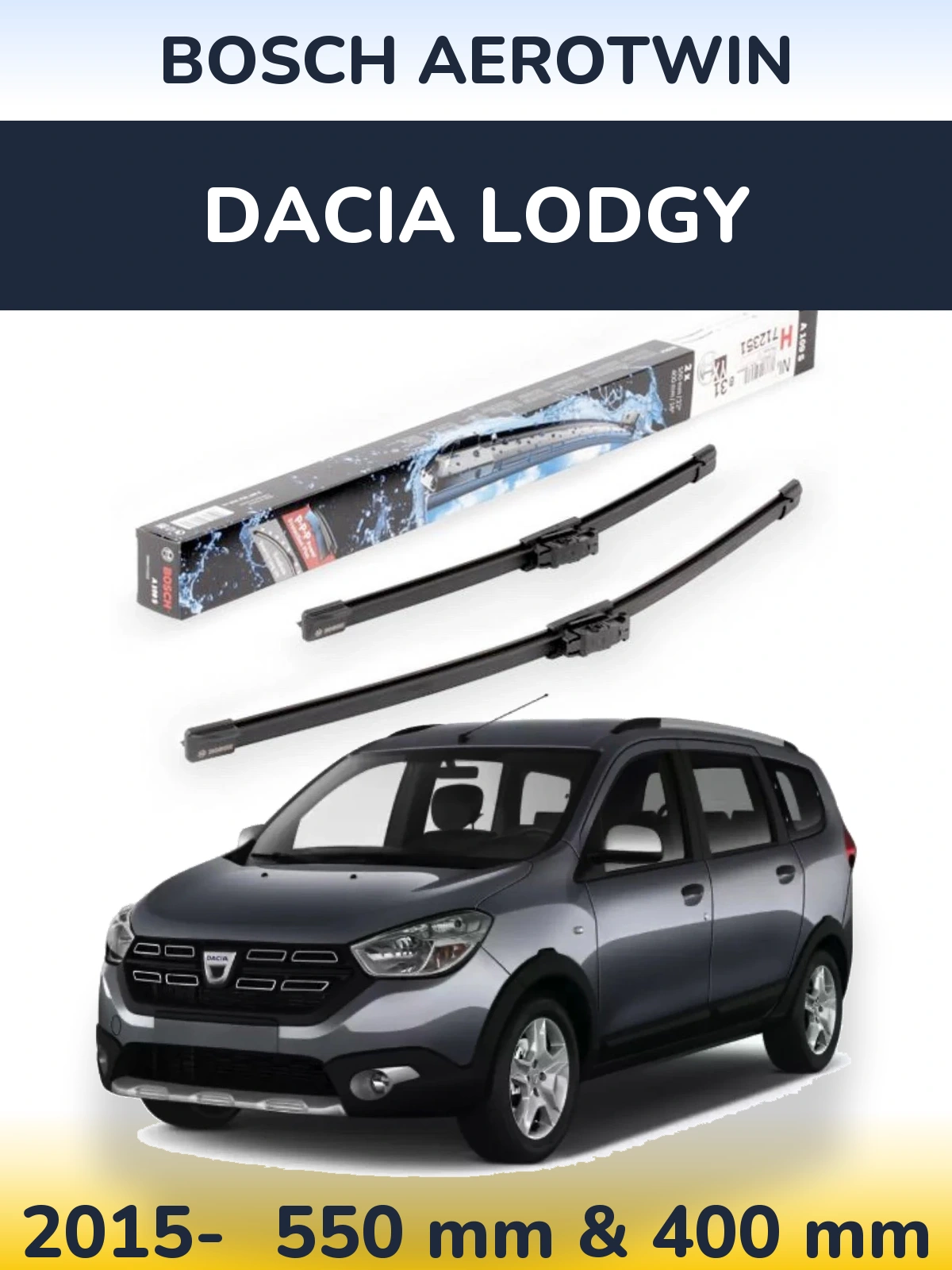 Front wiper blade set BOSCH AeroTwin 550 & 400 mm for Dacia Lodgy 2015-2026