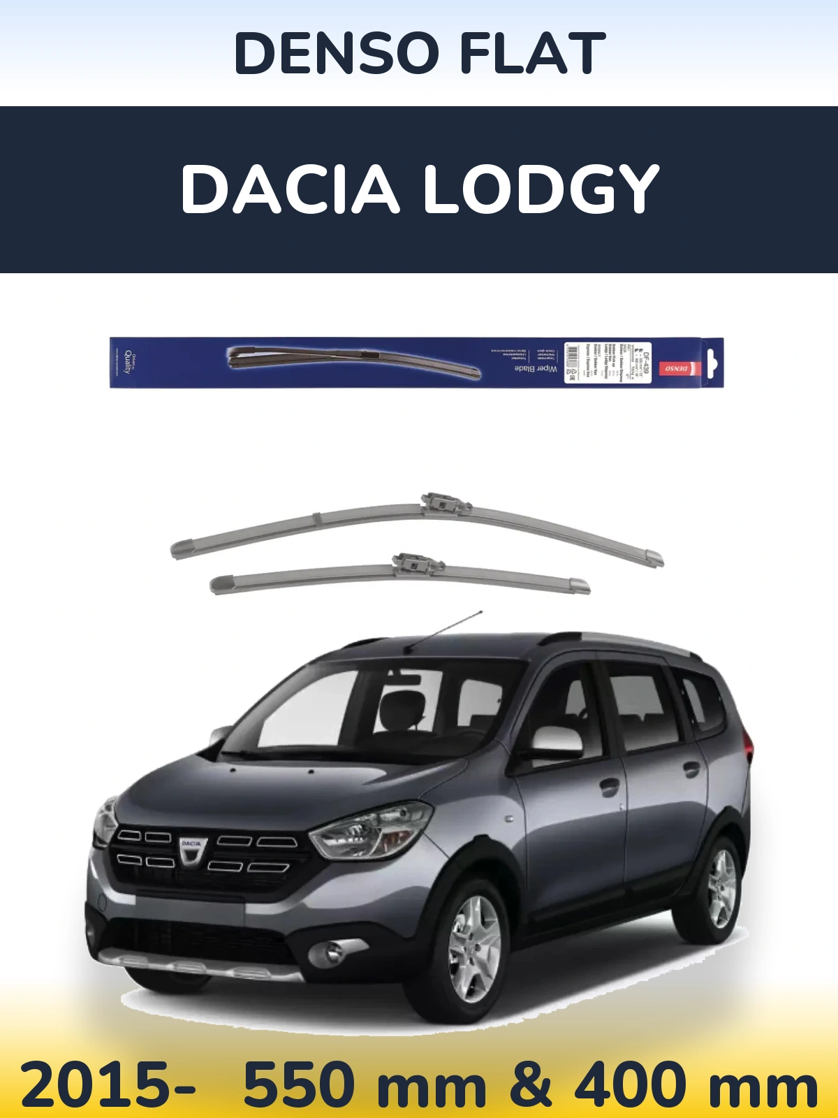 Front wiper blade set Denso Flat 550 & 400 mm for Dacia Lodgy 2015-2026