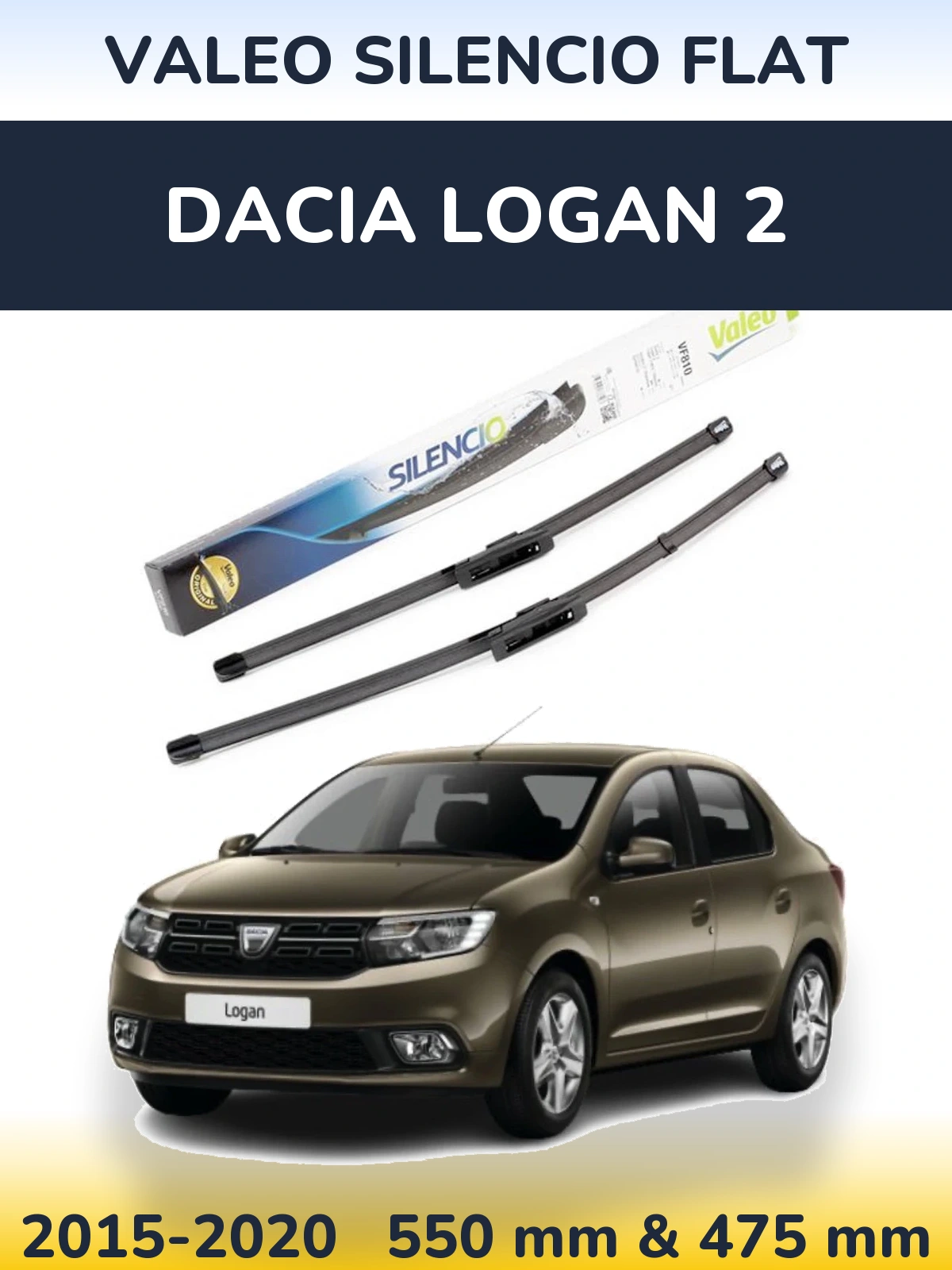 Комплект передних дворников Valeo Silencio Flat 550 & 475 мм для Dacia Logan 2 2015-2020