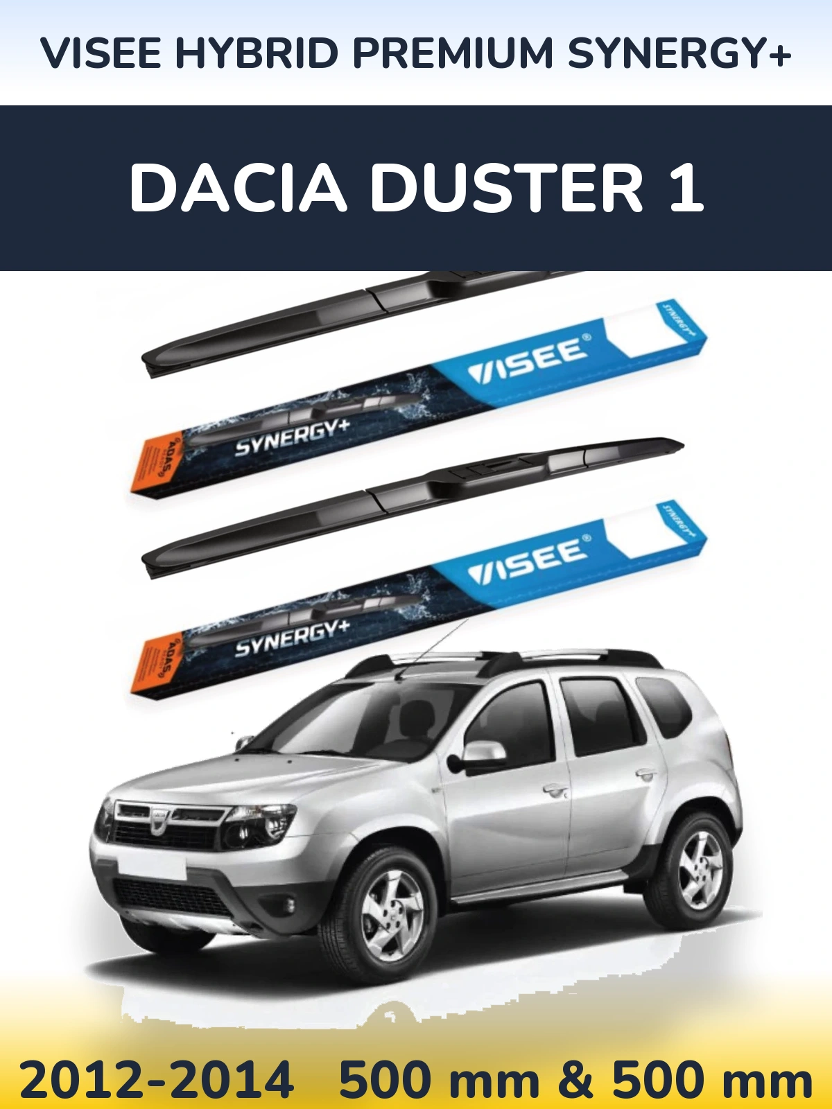 Комплект передних дворников VISEE HYBRID PREMIUM SYNERGY+ 500 & 500 мм для Dacia Duster 1 2012-2014