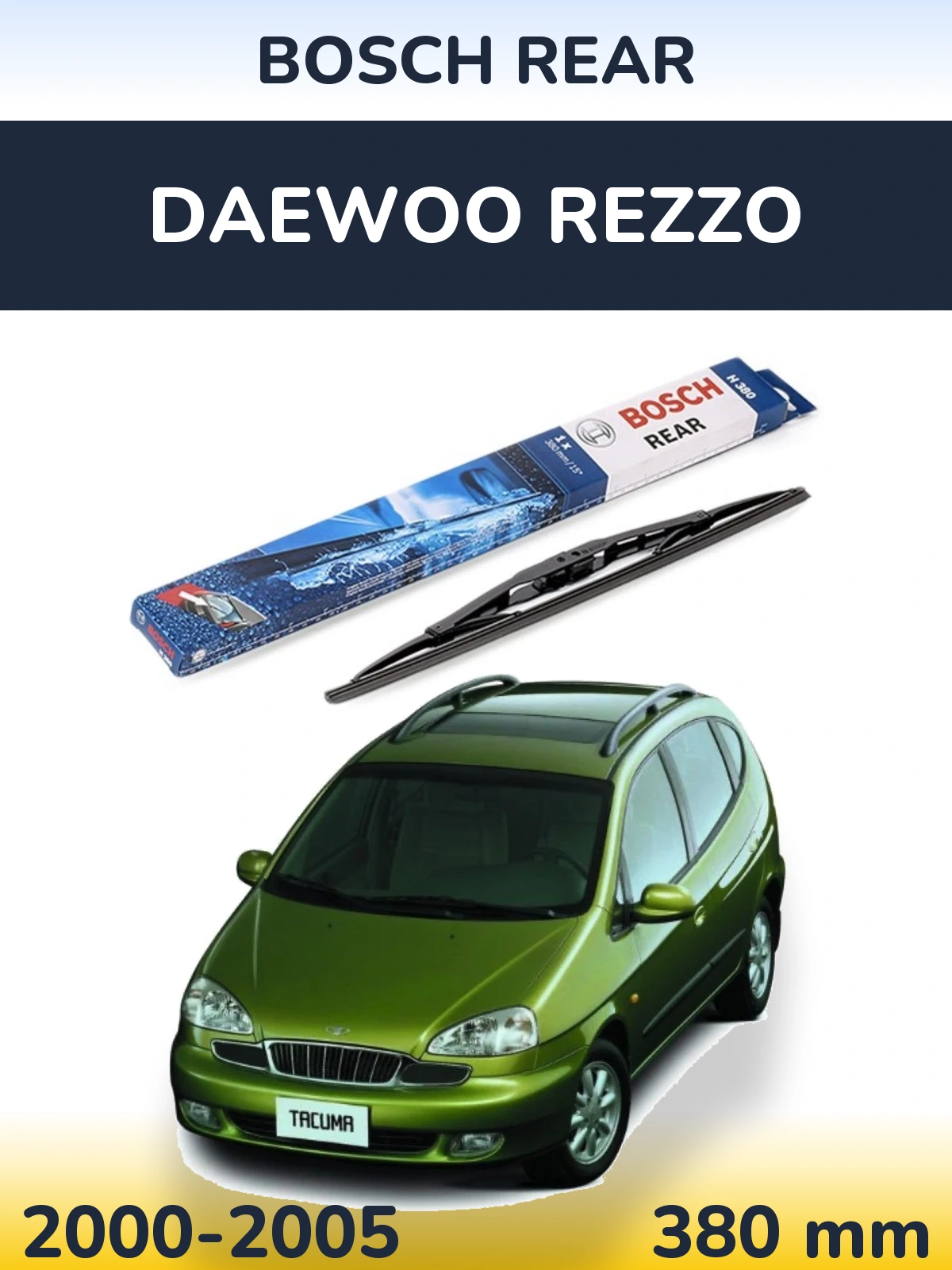 Rear wiper blade BOSCH Rear 380 mm for Daewoo Rezzo 2000-2005