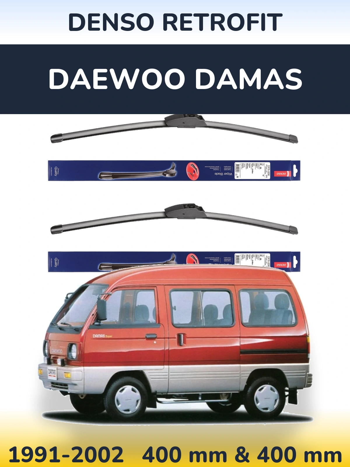 Комплект передніх щіток Denso Retrofit 400 & 400 мм для Daewoo Damas 1991-2002