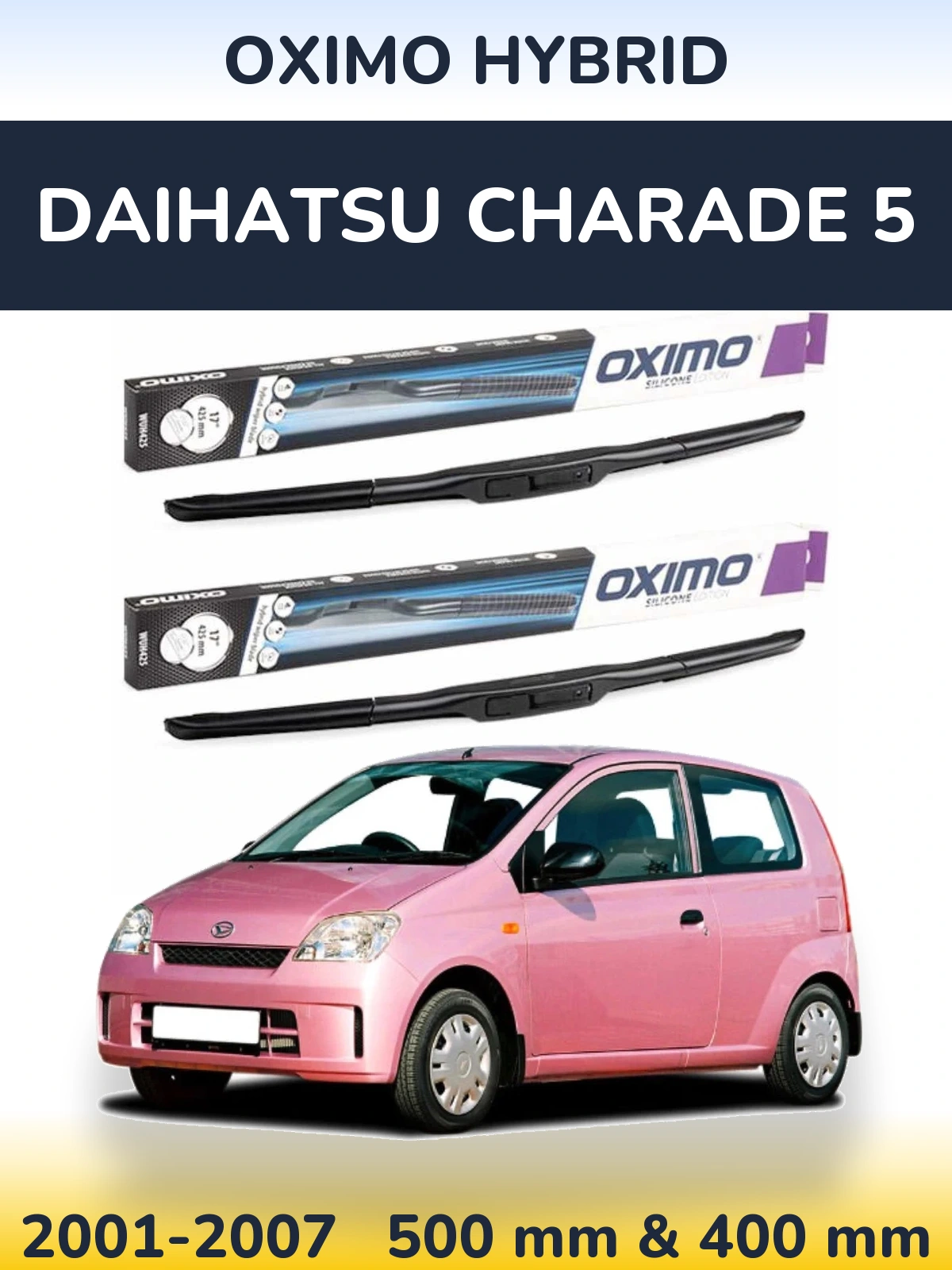 Комплект передних дворников Oximo Hybrid 500 & 400 мм для Daihatsu Charade 5 2001-2007