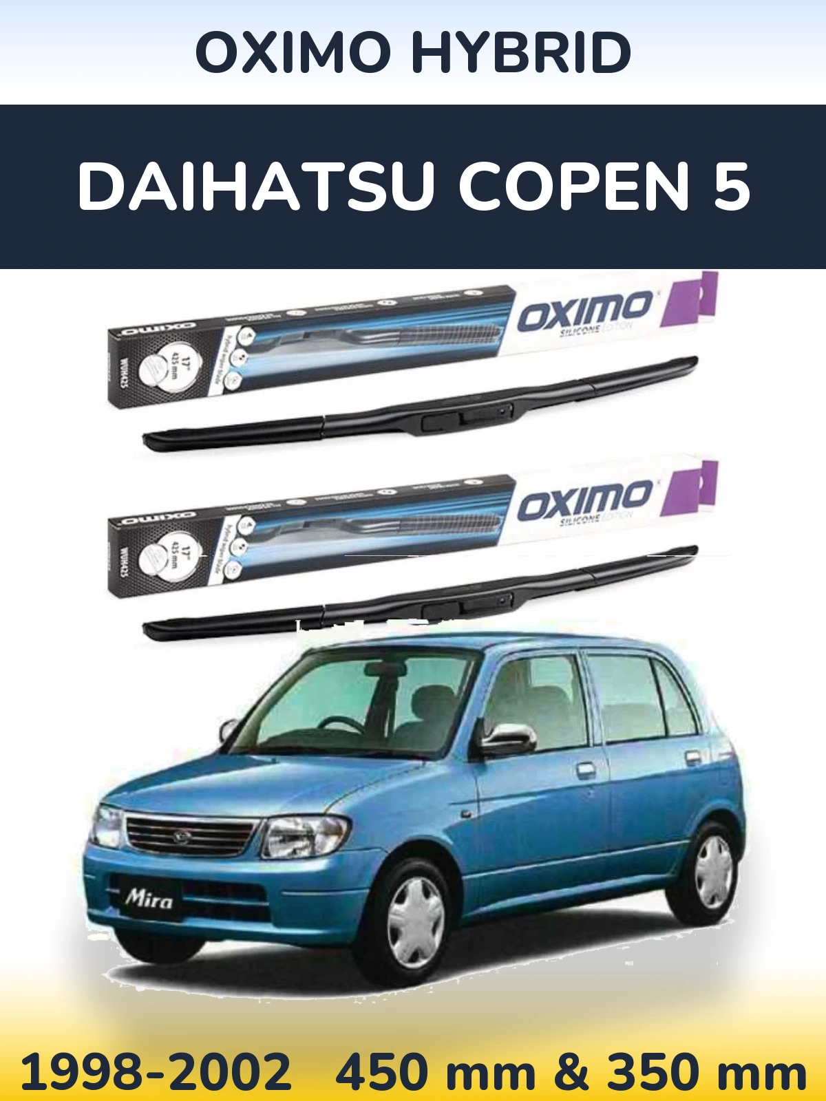 Комплект передних дворников Oximo Hybrid 450 & 350 мм для Daihatsu Copen 5 1998-2002