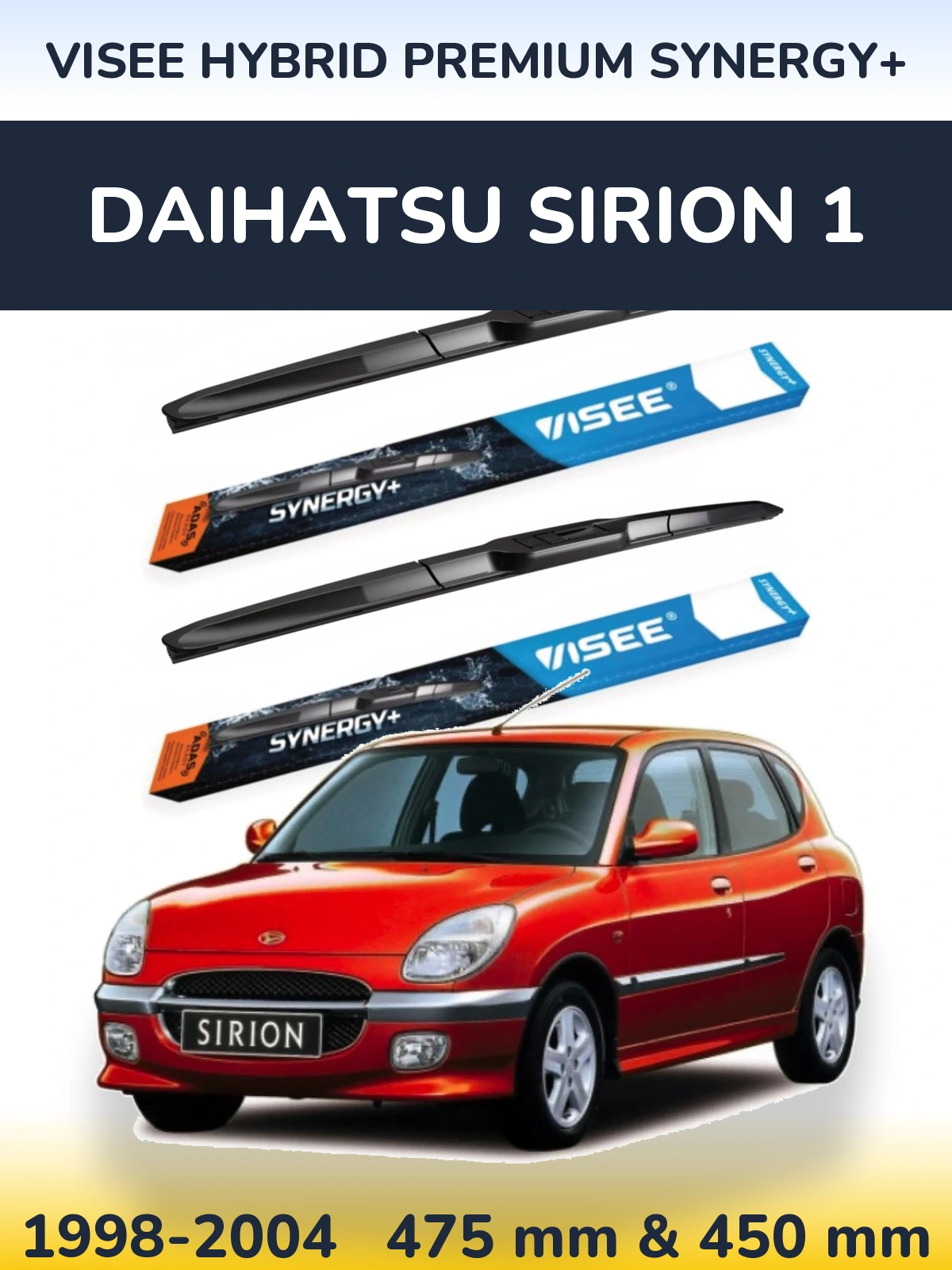 Комплект передних дворников VISEE HYBRID PREMIUM SYNERGY+ 475 & 450 мм для Daihatsu SIrion 1 1998-2004