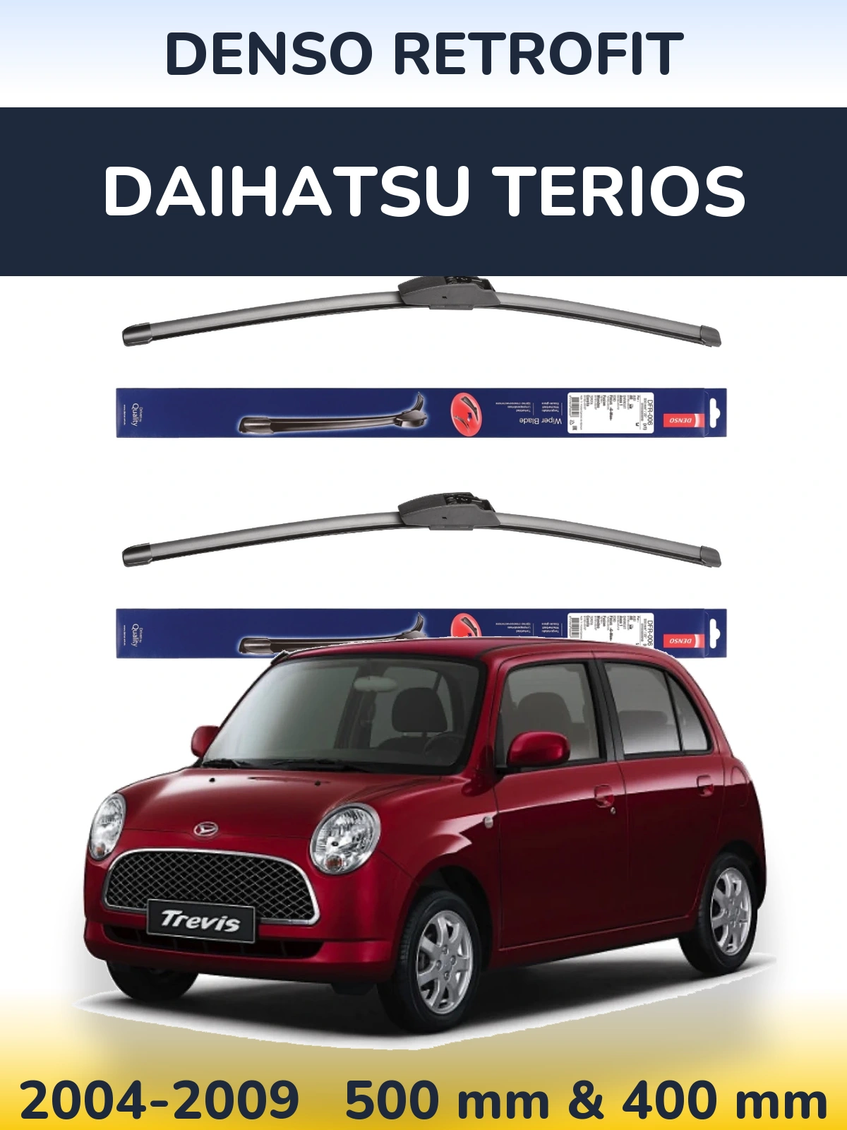 Комплект передних дворников Denso Retrofit 500 & 400 мм для Daihatsu Terios 2004-2009