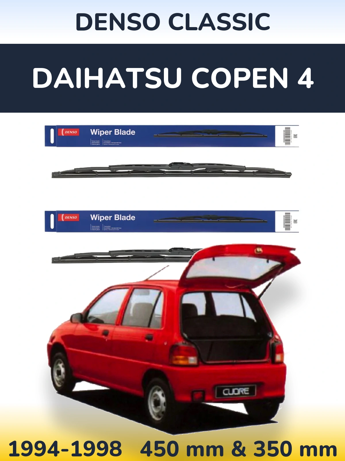 Комплект передних дворников Denso Classic 450 & 350 мм для Daihatsu Copen 4 1994-1998