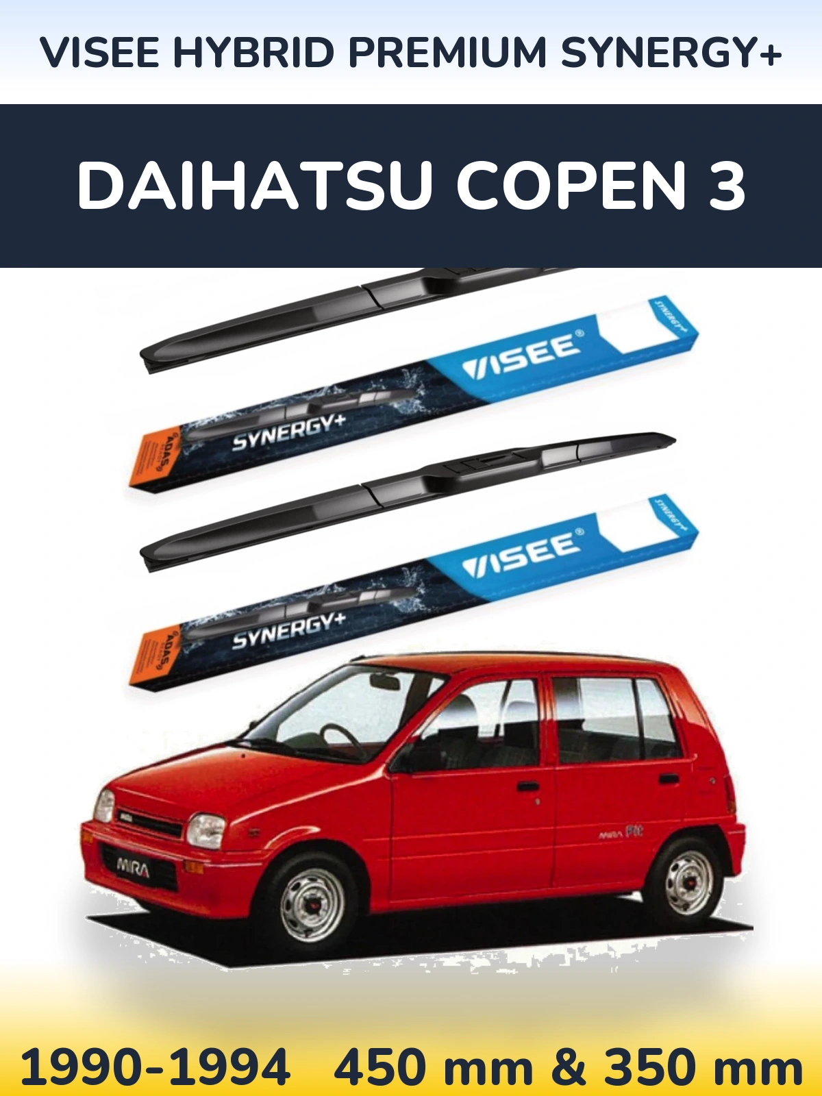 Комплект передніх щіток VISEE HYBRID PREMIUM SYNERGY+ 450 & 350 мм для Daihatsu Copen 3 1990-1994