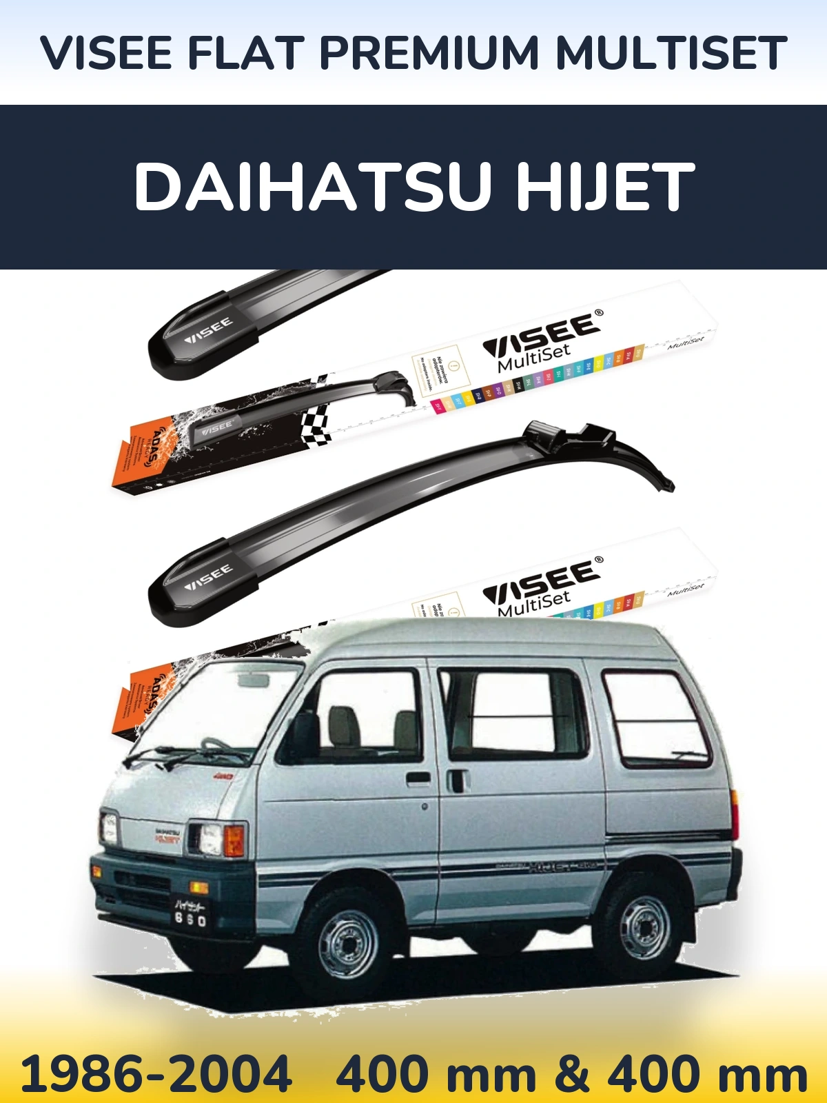 Front wiper blade set VISEE FLAT PREMIUM MultiSet 400 & 400 mm for Daihatsu HiJet 1986-2004
