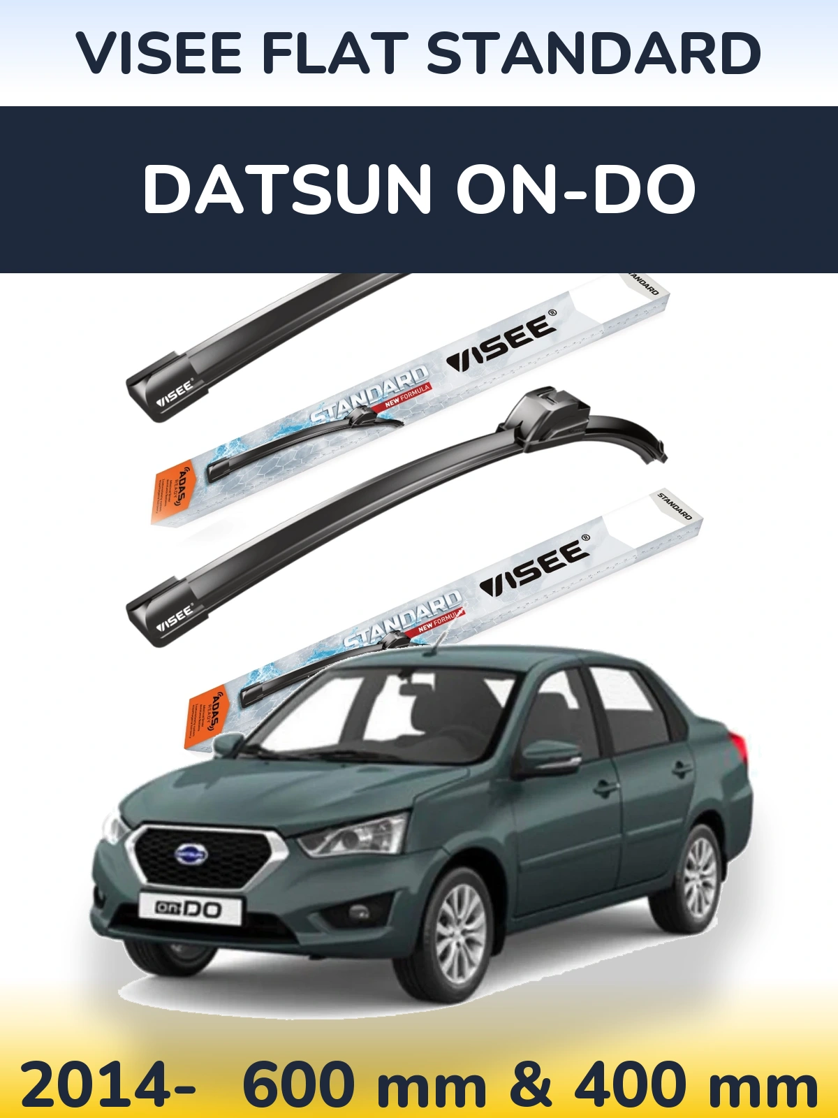 Комплект передних дворников VISEE FLAT STANDARD 600 & 400 мм для Datsun on-DO 2014-2026