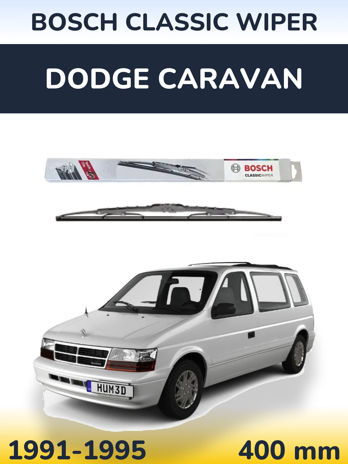 Rear wiper blade BOSCH Classic Wiper 400 mm for Dodge Caravan 1991-1995
