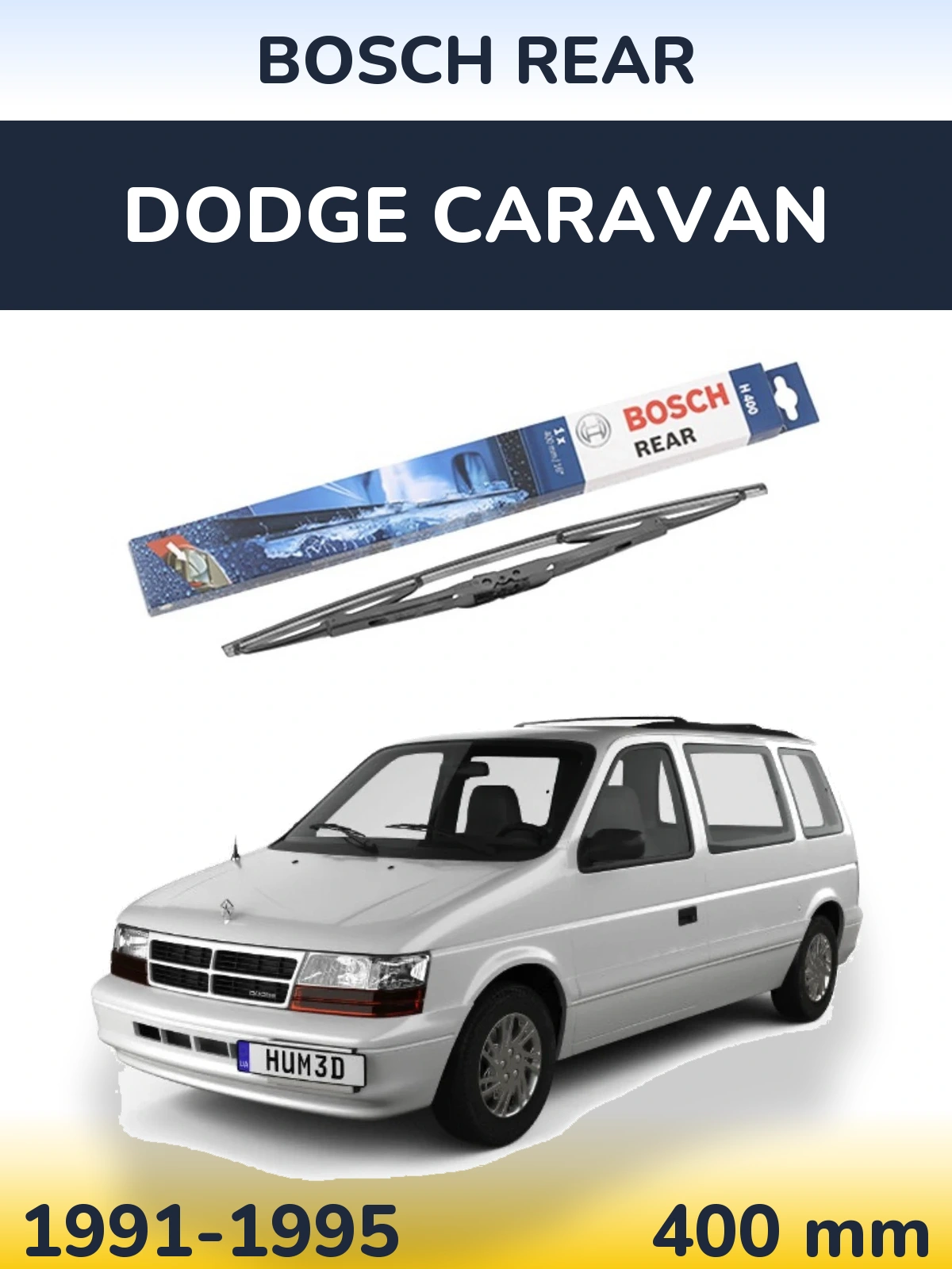 Rear wiper blade BOSCH Rear 400 mm for Dodge Caravan 1991-1995