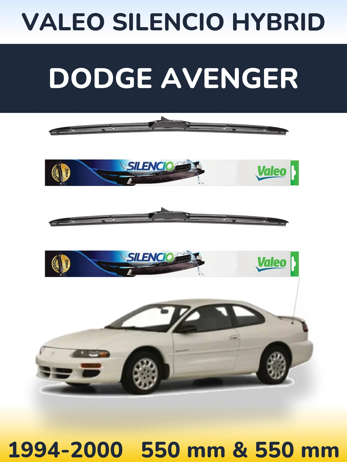 Комплект передних дворников Valeo Silencio Hybrid 550 & 550 мм для Dodge Avenger 1994-2000