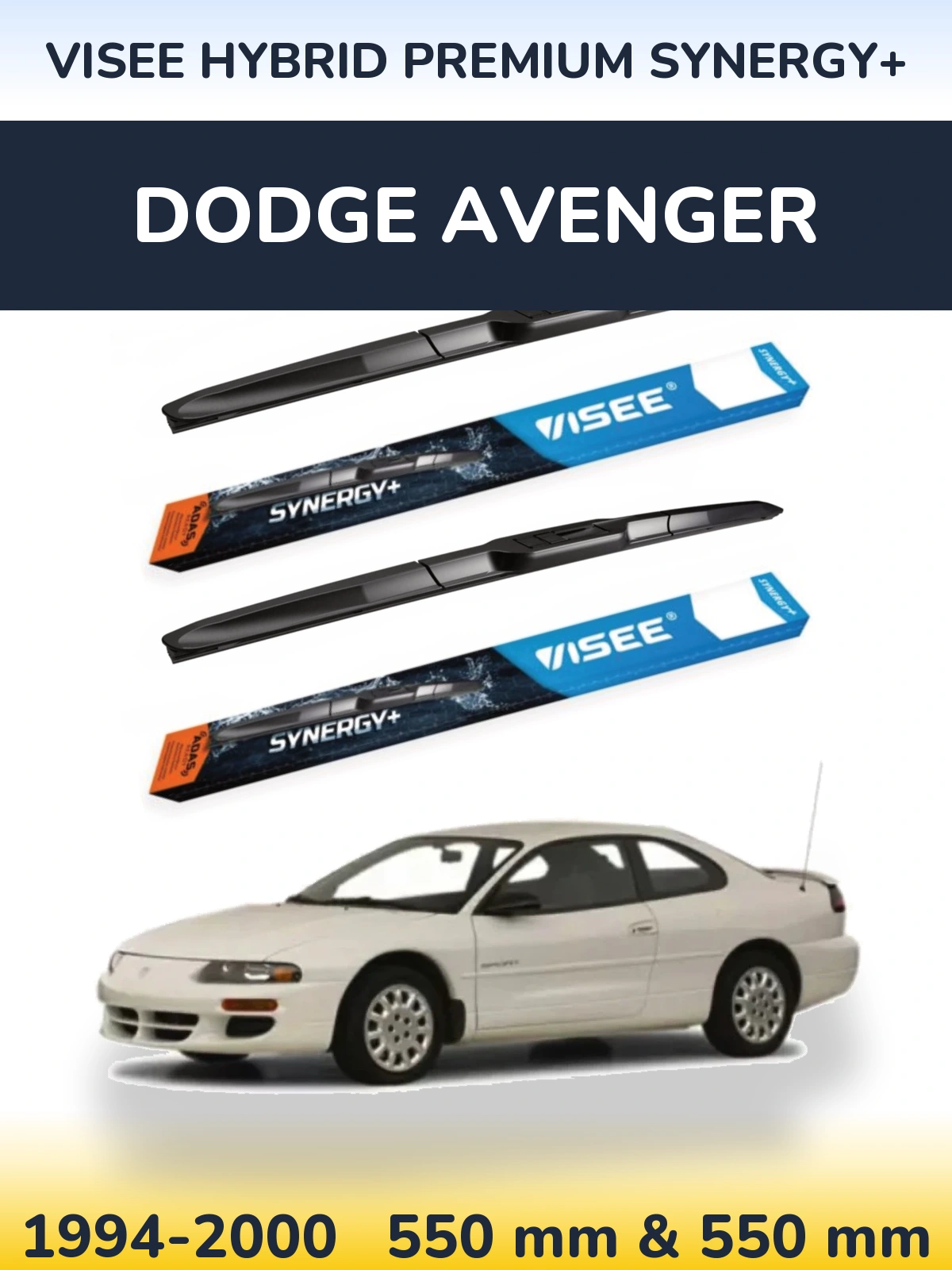 Front wiper blade set VISEE HYBRID PREMIUM SYNERGY+ 550 & 550 mm for Dodge Avenger 1994-2000