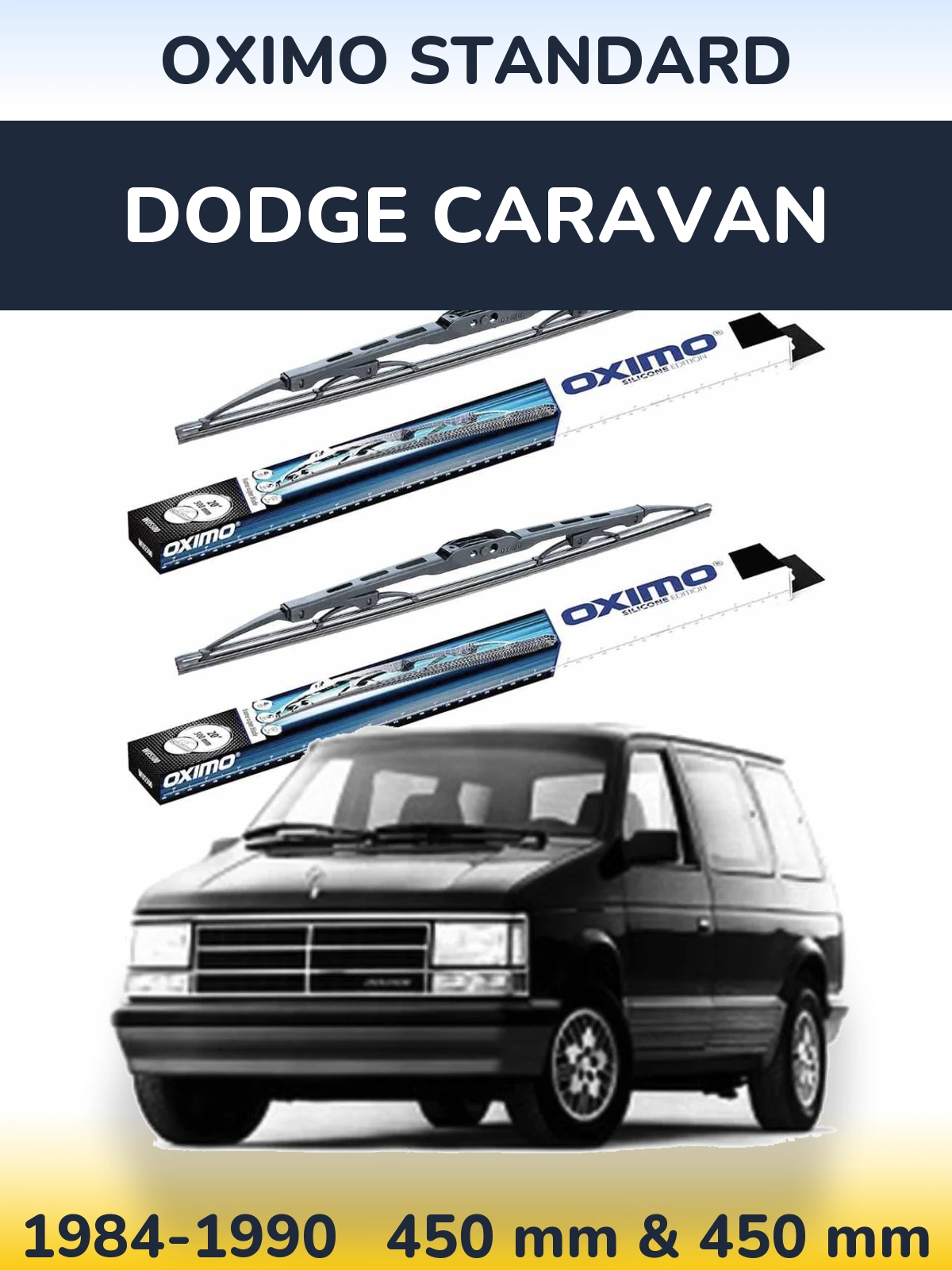 Комплект передних дворников Oximo Standard 450 & 450 мм для Dodge Caravan 1984-1990